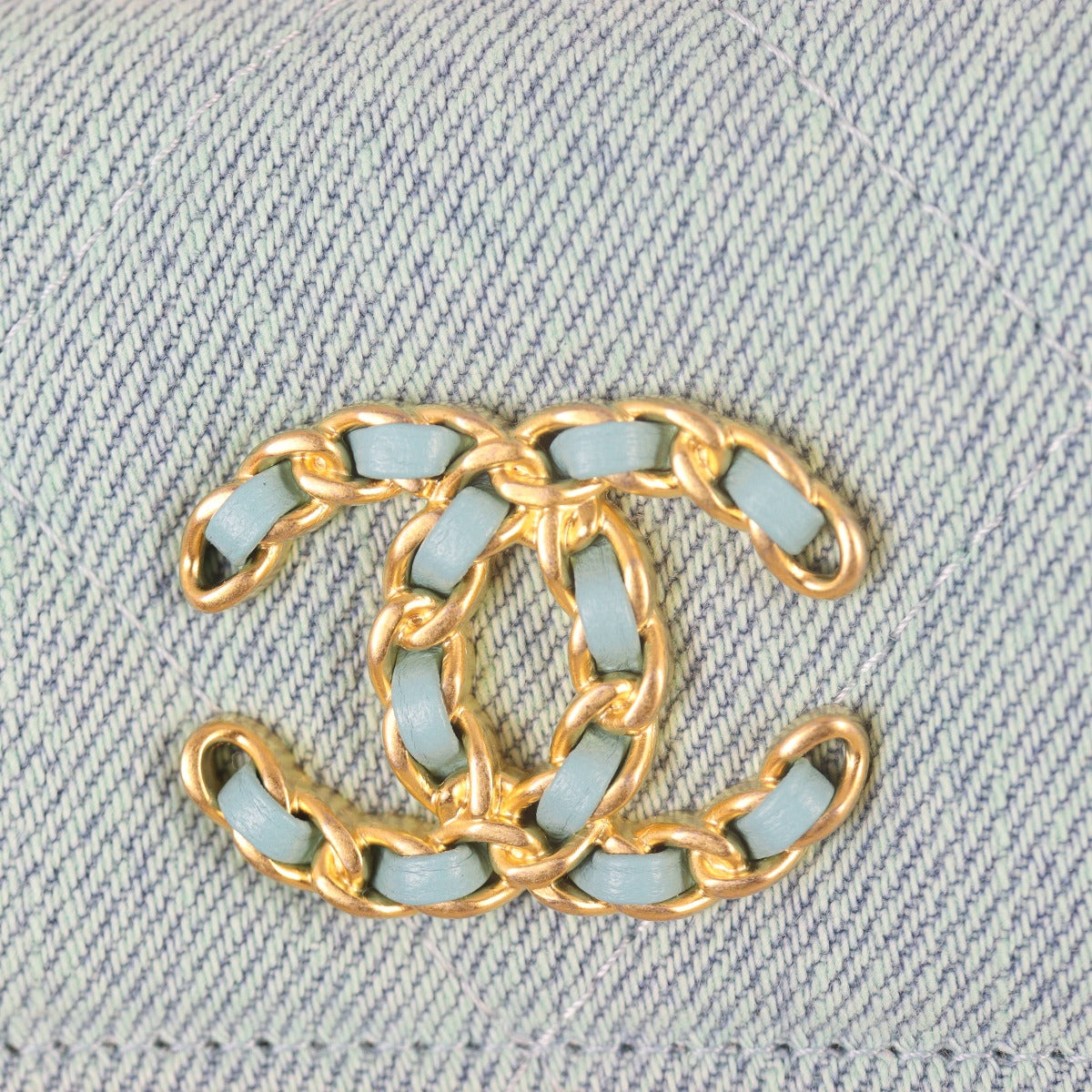 Chanel 19 Flap Card Holder on Chain Denim