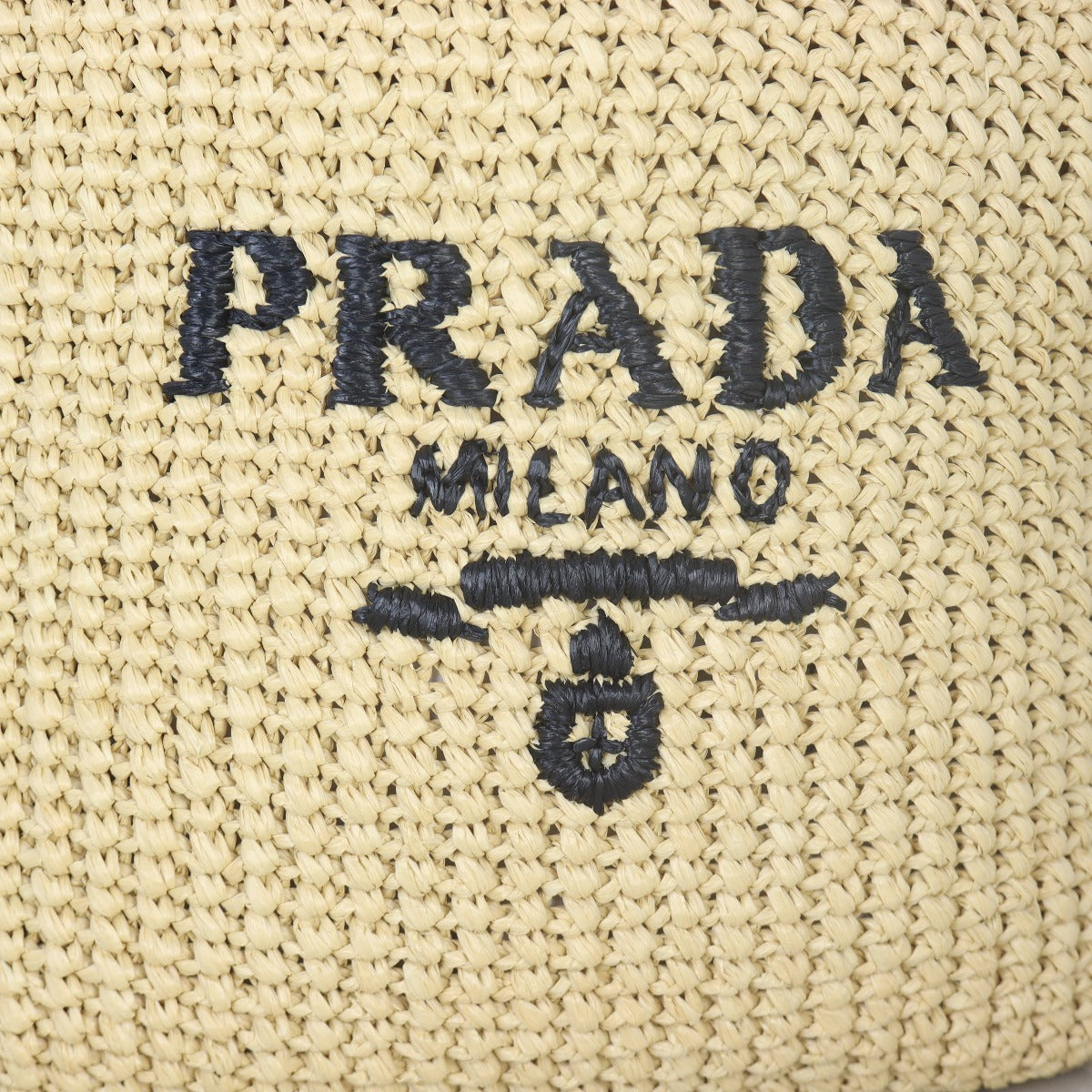 Prada Raffia Logo Tote Small