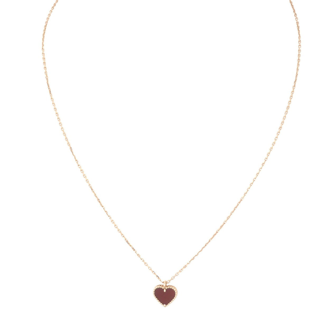 Van Cleef & Arpels Sweet Hearts Carnelian 18k Rose Gold Pendant Necklace