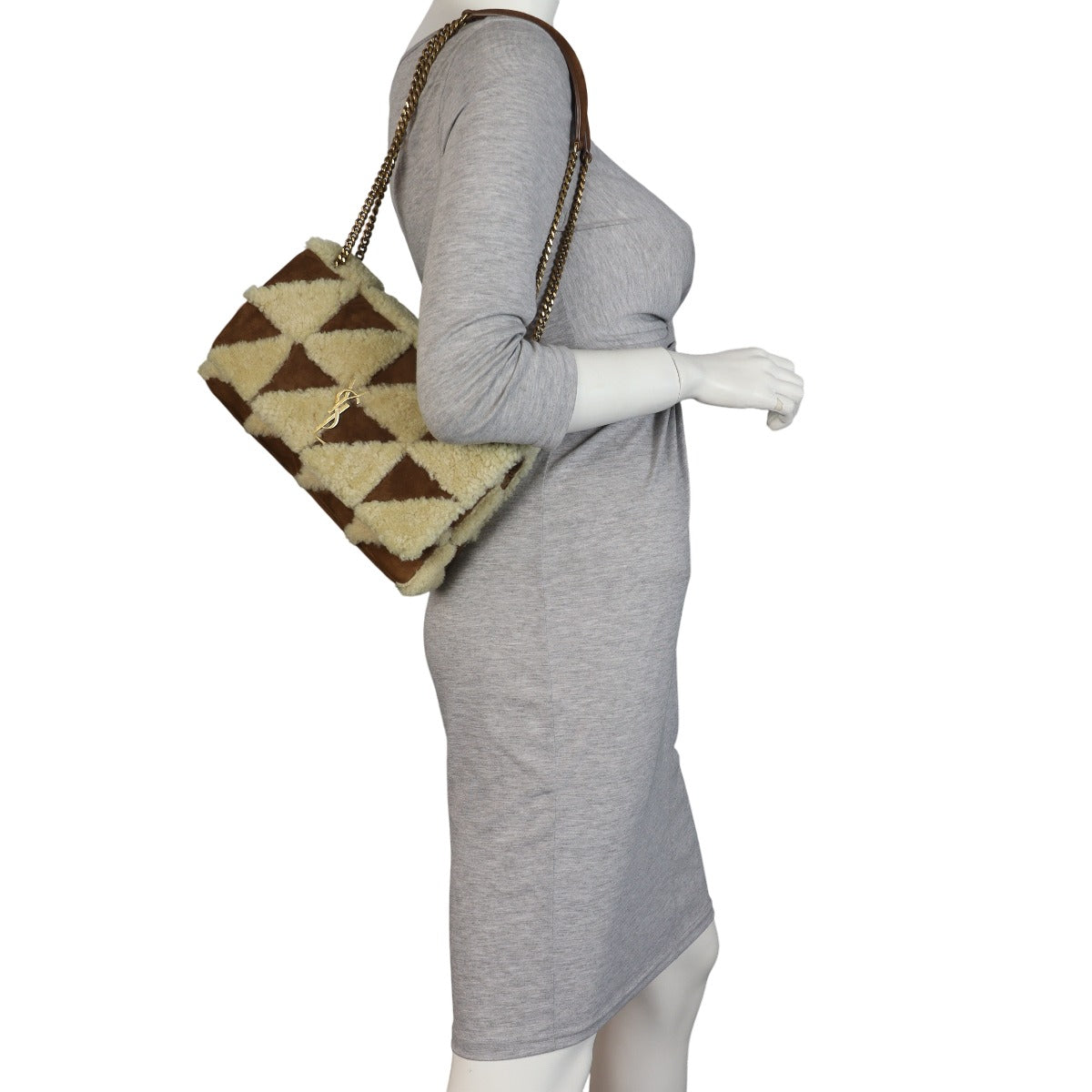 Saint Laurent Jamie Monogram Medium Shearling Patchwork