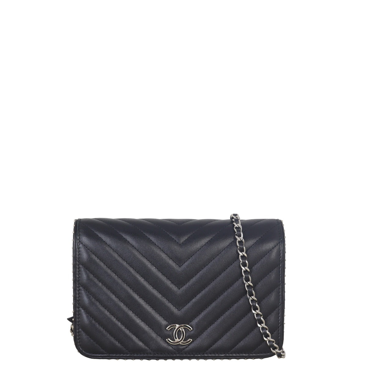 Chanel Classic Wallet on Chain Chevron Studded