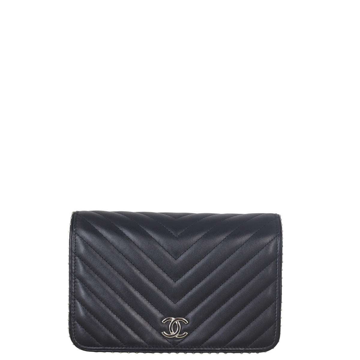 Chanel Classic Wallet on Chain Chevron Studded