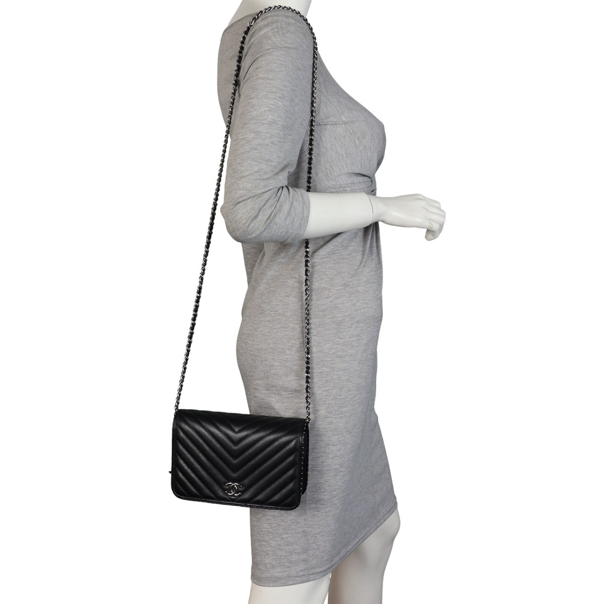 Chanel Classic Wallet on Chain Chevron Studded