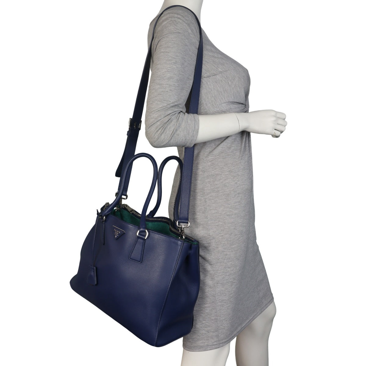 Prada Soft Calf Galleria Double Zip Tote Large