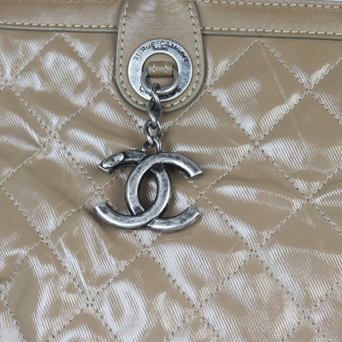 Chanel CC Patent Canvas Tote