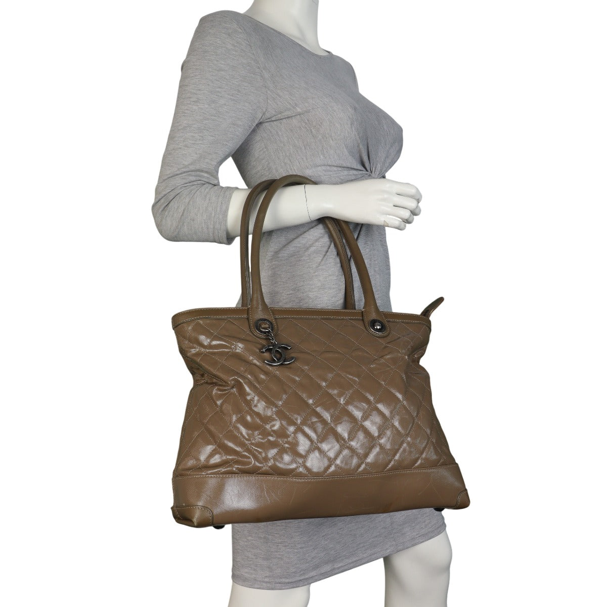 Chanel CC Patent Canvas Tote