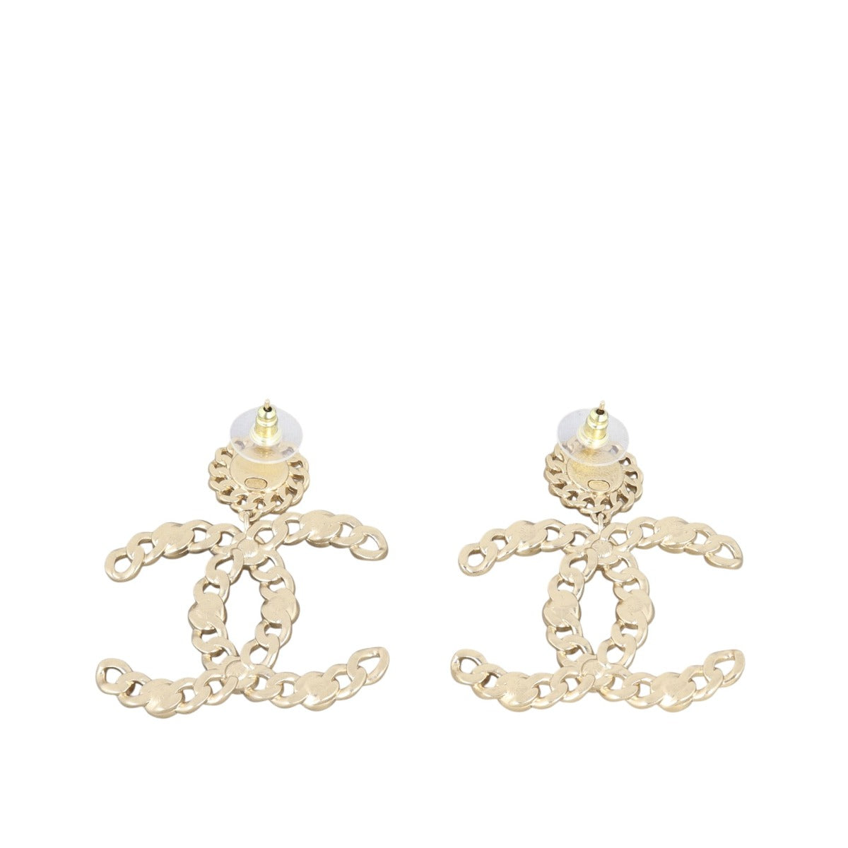 Chanel CC Pearl Crystal Chain Drop Earrings