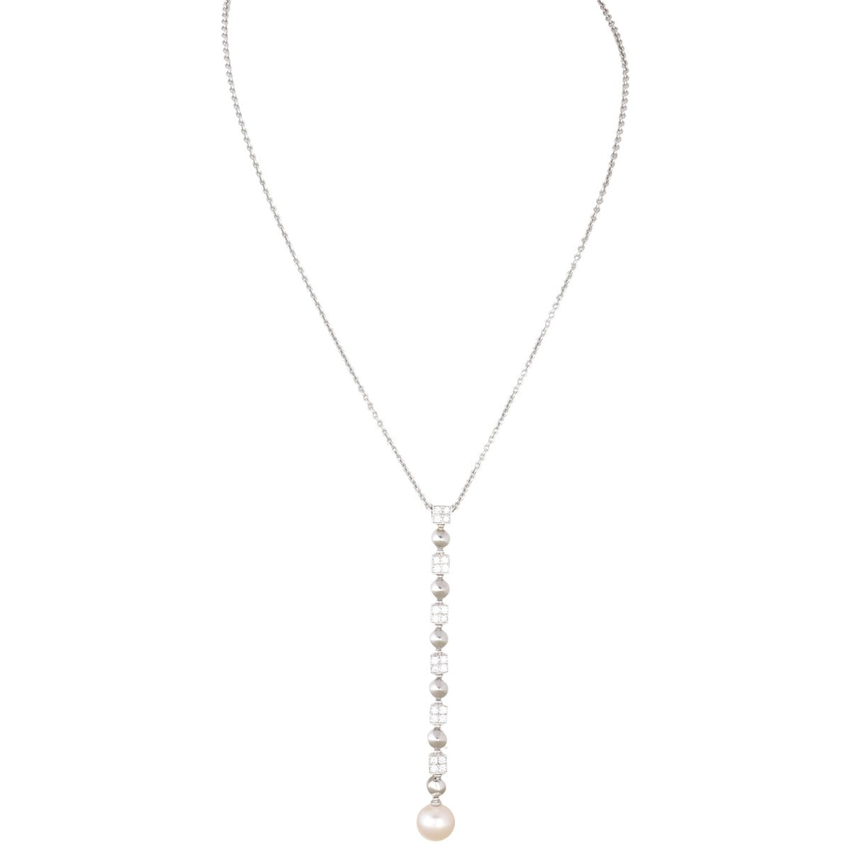 Bvlgari Lucea Pearl Diamond Drop 18k White Gold Pendant Necklace