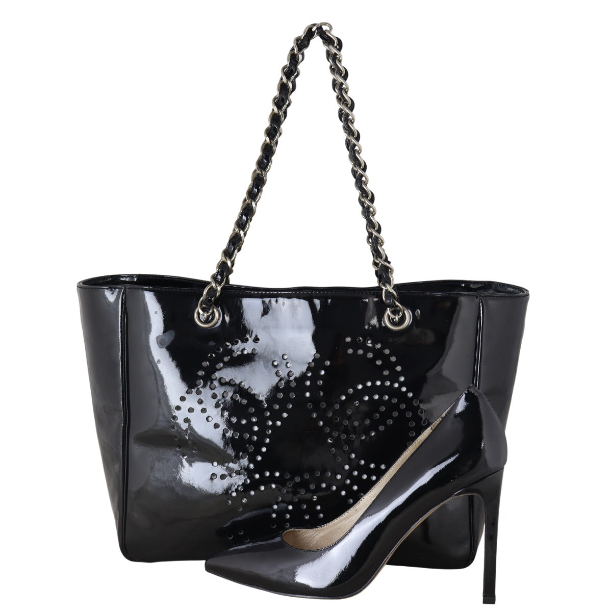 Chanel CC Perforated Tote Patent