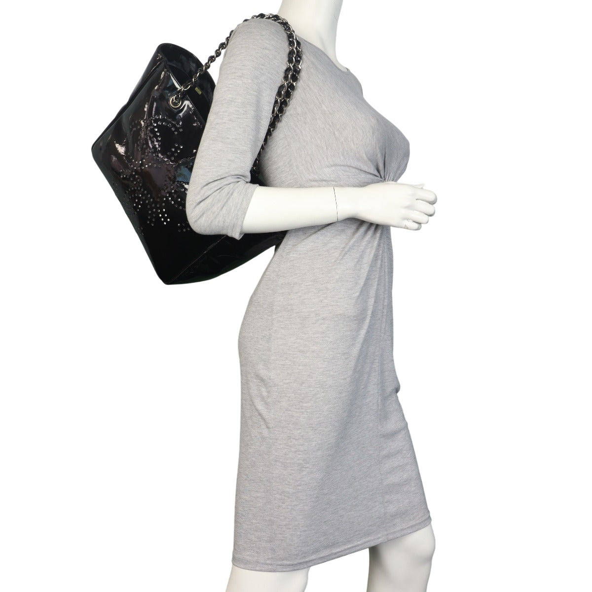 Chanel CC Perforated Tote Patent