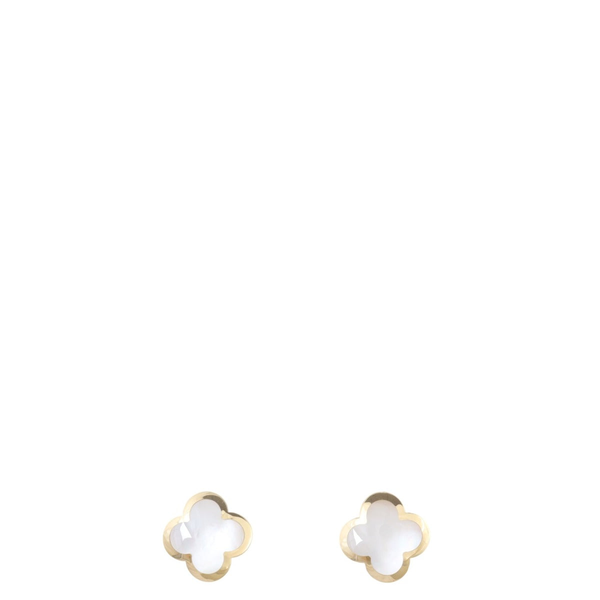 Van Cleef & Arpels Pure Alhambra Mother of Pearl 18k Yellow Gold Stud Earrings