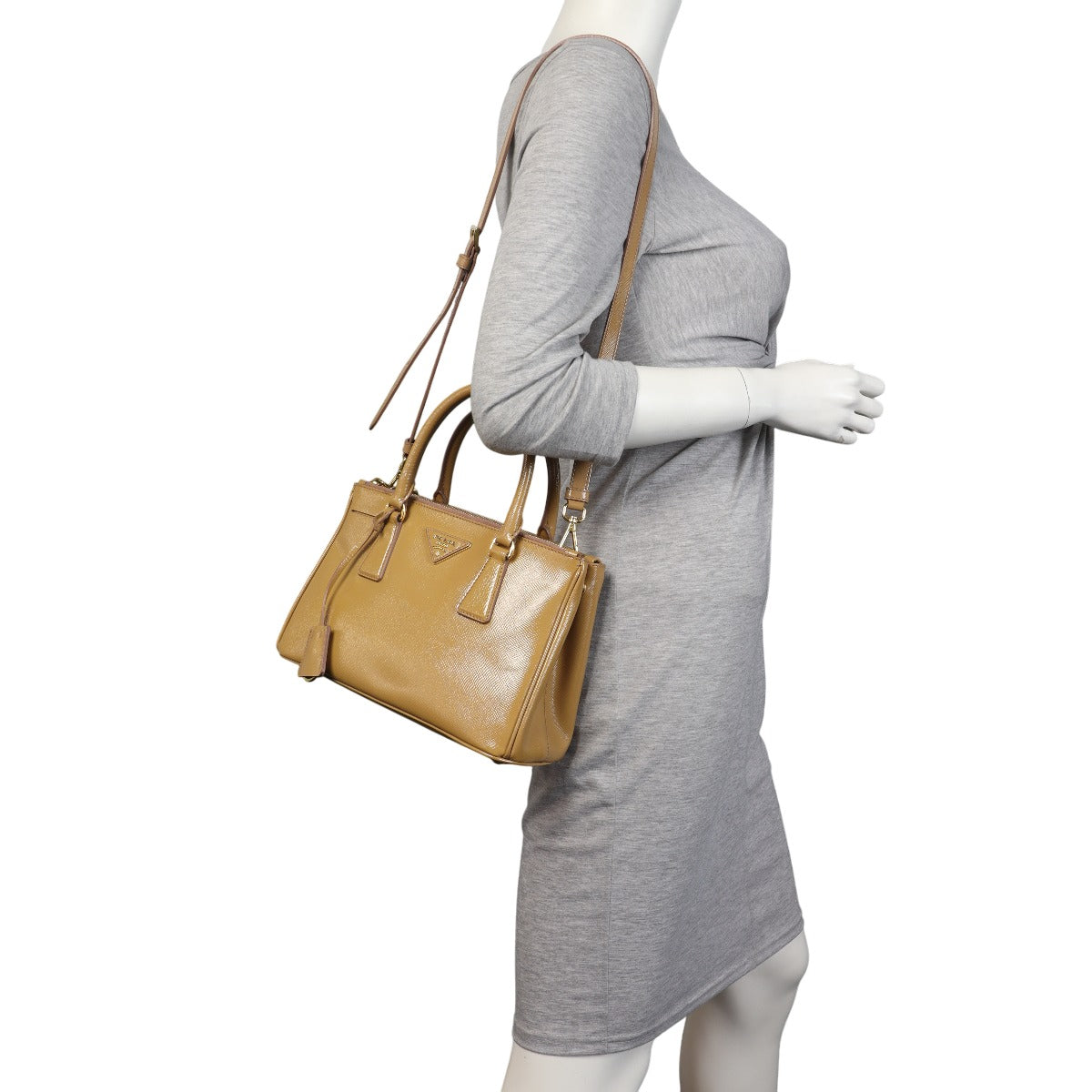 Prada Saffiano Vernice Galleria Double Zip Tote Mini