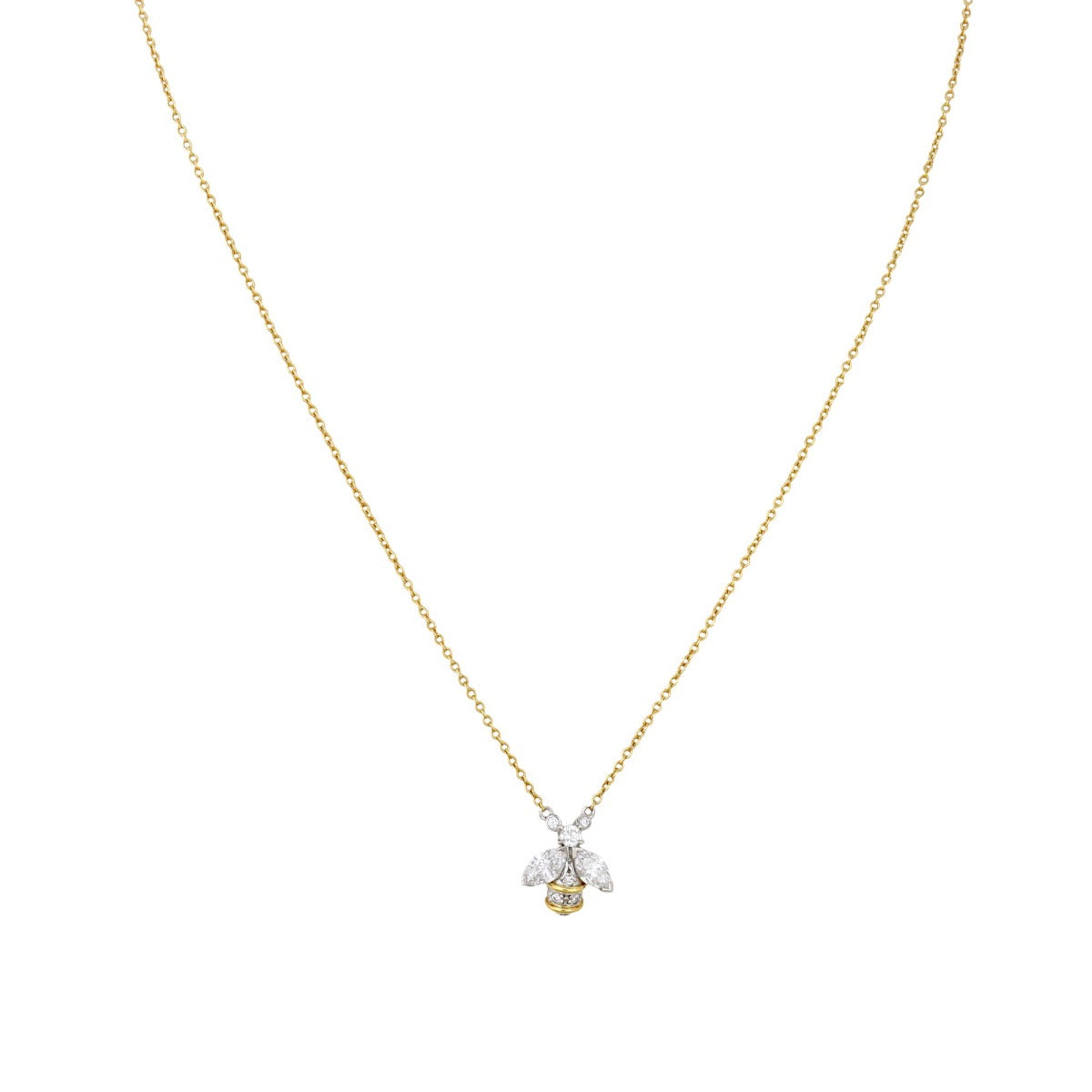 Tiffany & Co Schlumberger Bee Diamond Pendant 18k Yellow Gold Necklace
