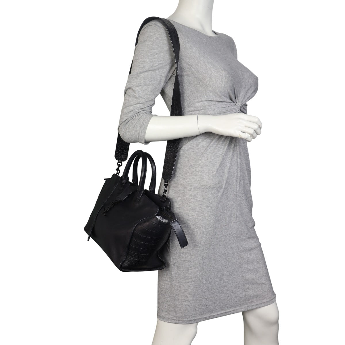 Saint Laurent Downtown Cabas Croc-Embossed