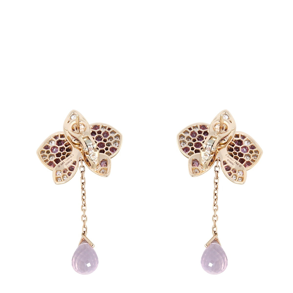 Cartier Caresse d’Orchidees Diamonds Pink Sapphire 18k Rose Gold Earrings