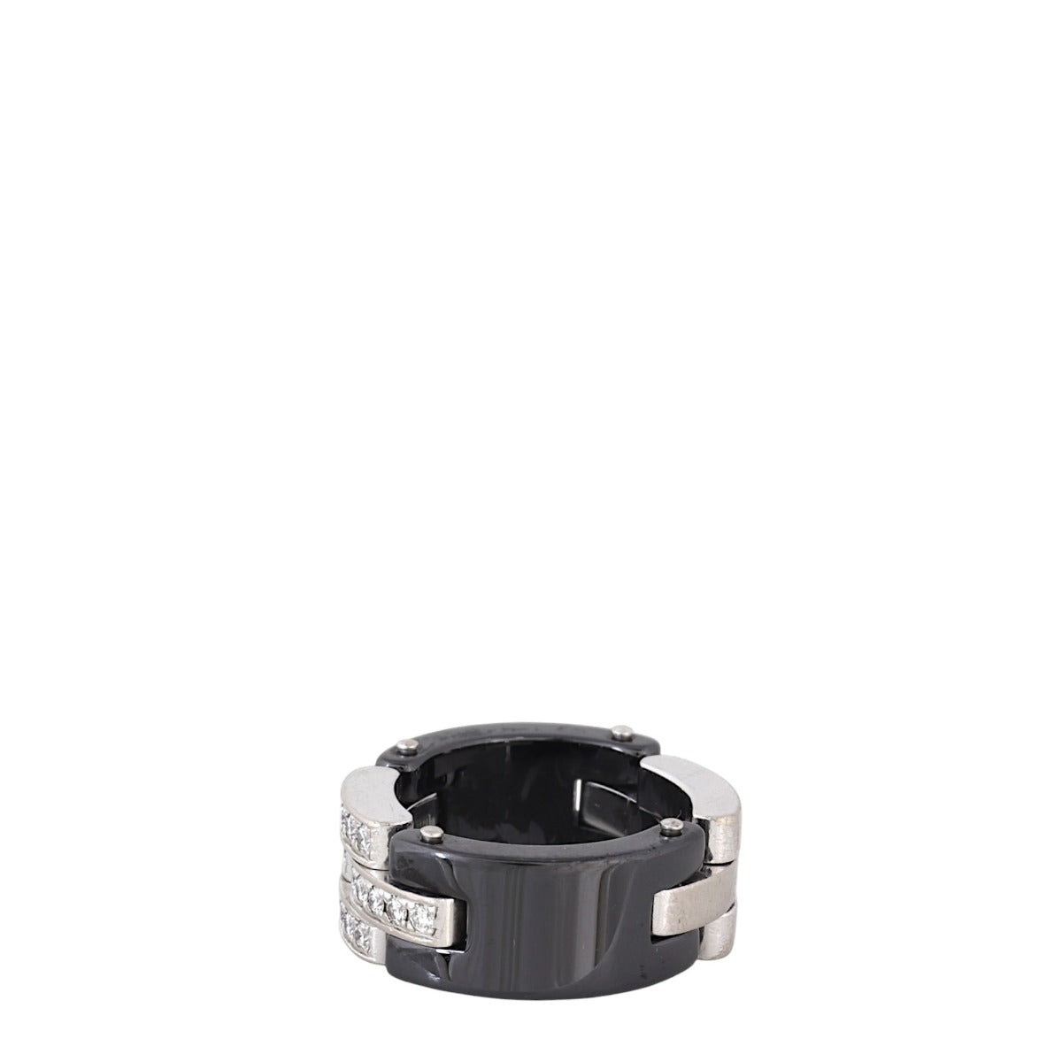 Cartier Maillon Panthere Diamond 18k White Gold Ceramic Ring