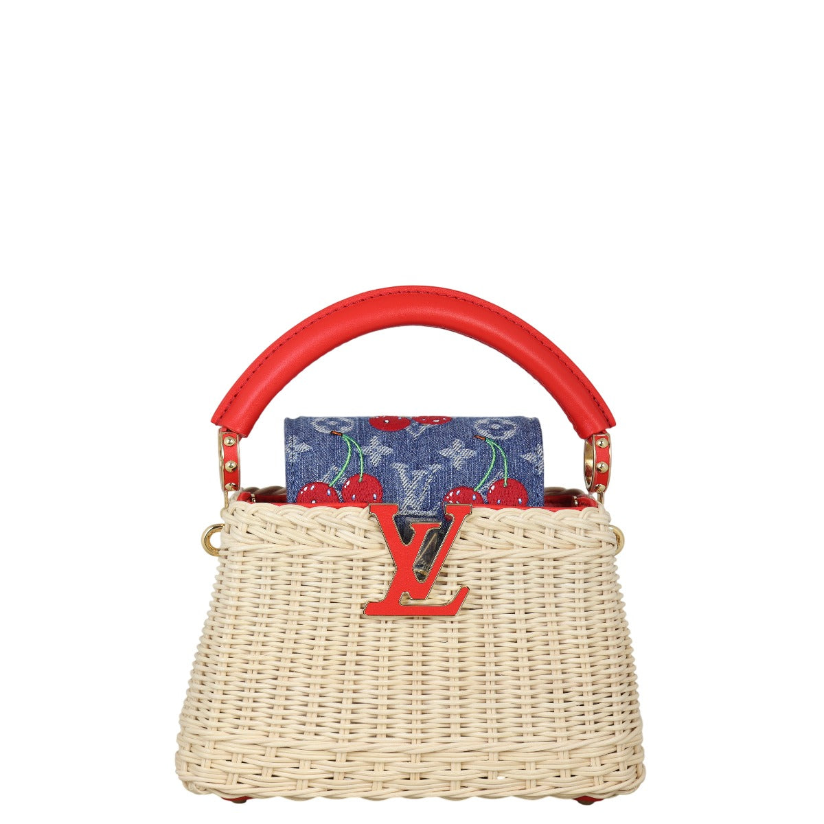 Louis Vuitton x Takashi Murakami Capucines Mini Wicker Monogram Denim Cerises