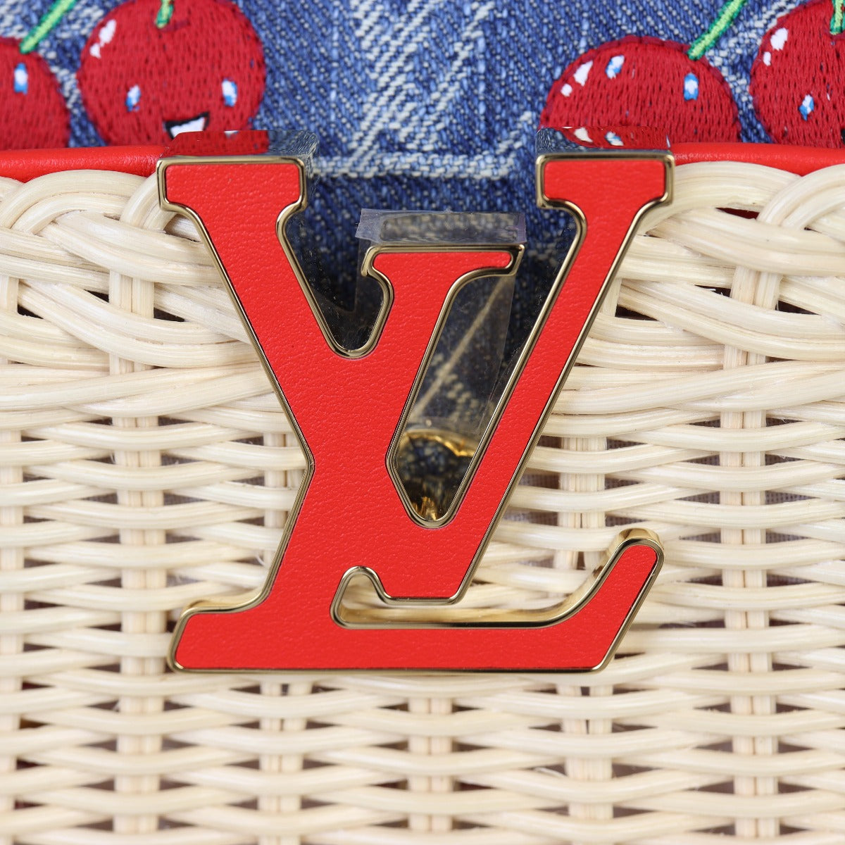 Louis Vuitton x Takashi Murakami Capucines Mini Wicker Monogram Denim Cerises