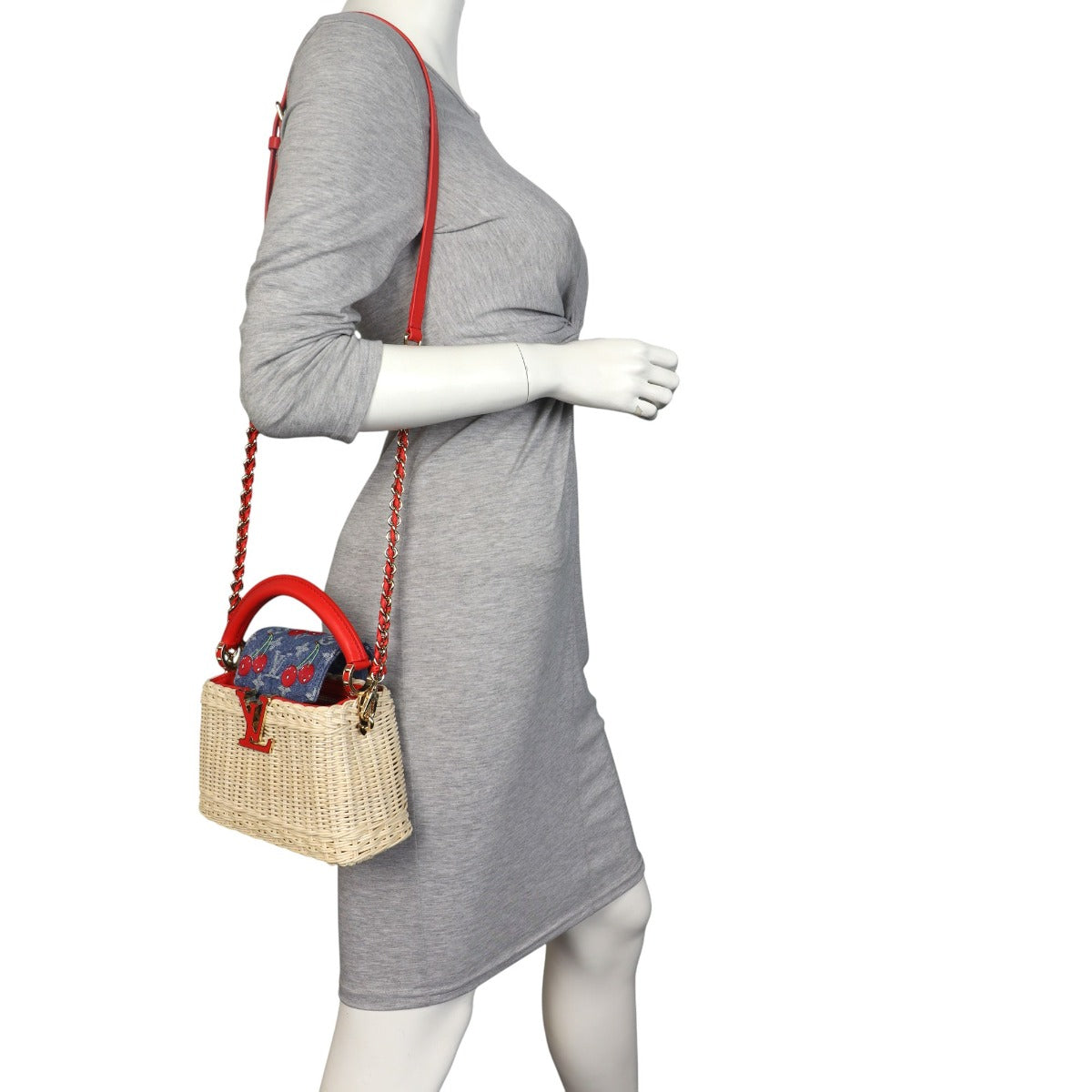 Louis Vuitton x Takashi Murakami Capucines Mini Wicker Monogram Denim Cerises