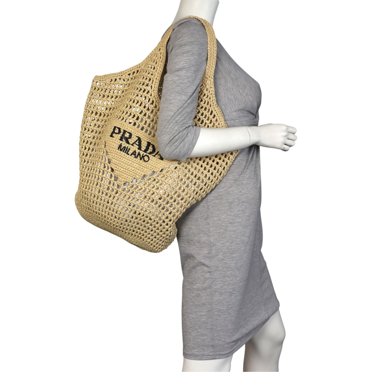 Prada Crochet Raffia Hobo
