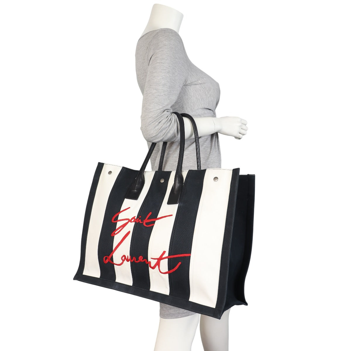 Saint Laurent Striped Canvas Cabas