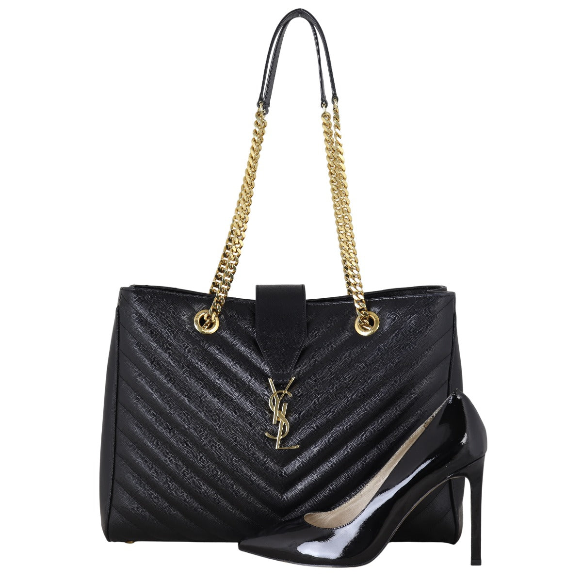 Saint Laurent Chevron Shopping Tote