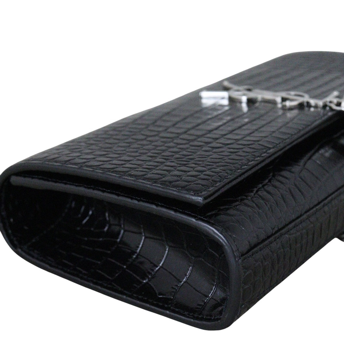 Saint Laurent Kate Tassel Clutch Croc-Embossed