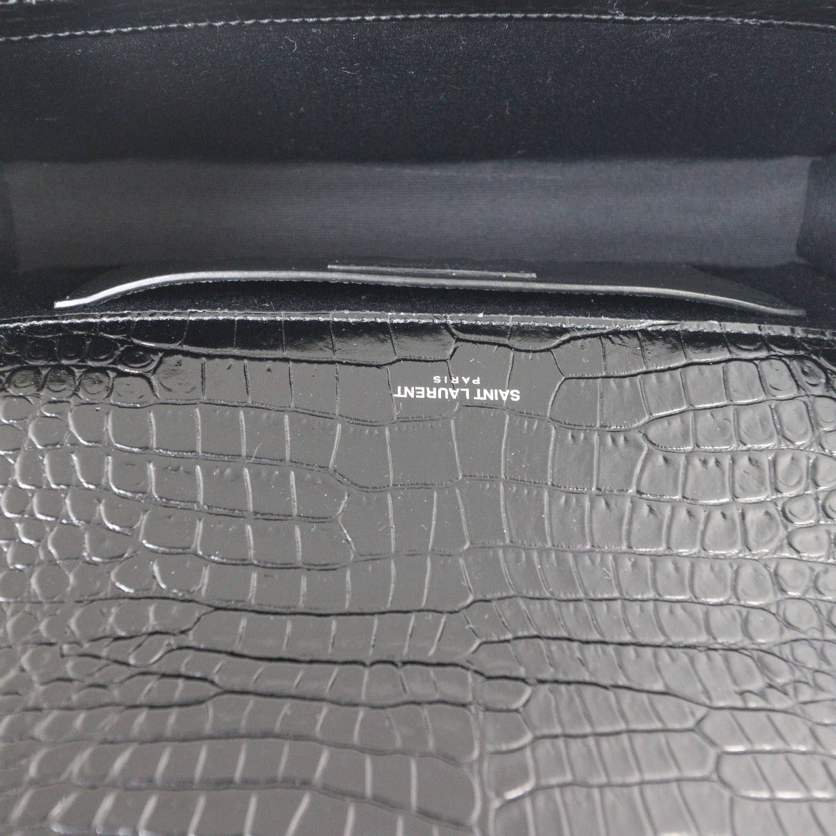 Saint Laurent Kate Tassel Clutch Croc-Embossed