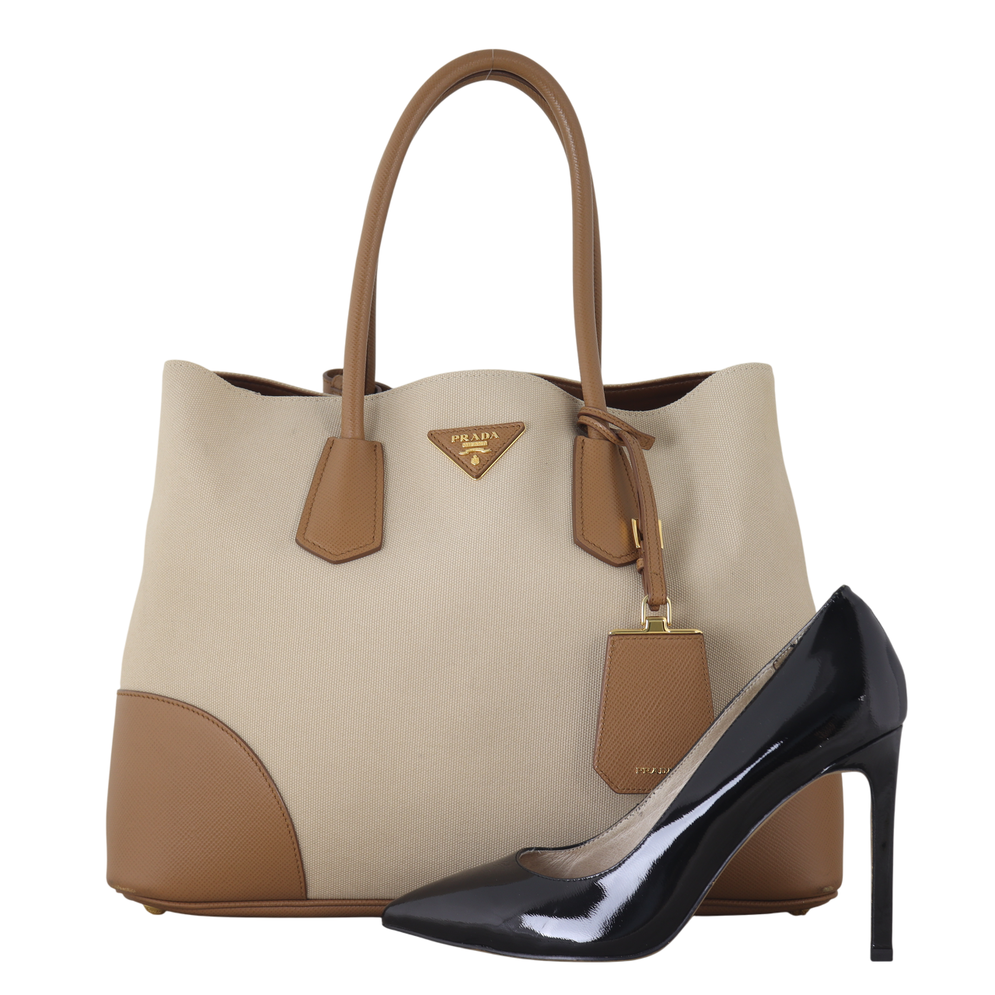 Prada Saffiano Cuir & Canapa Double Bag