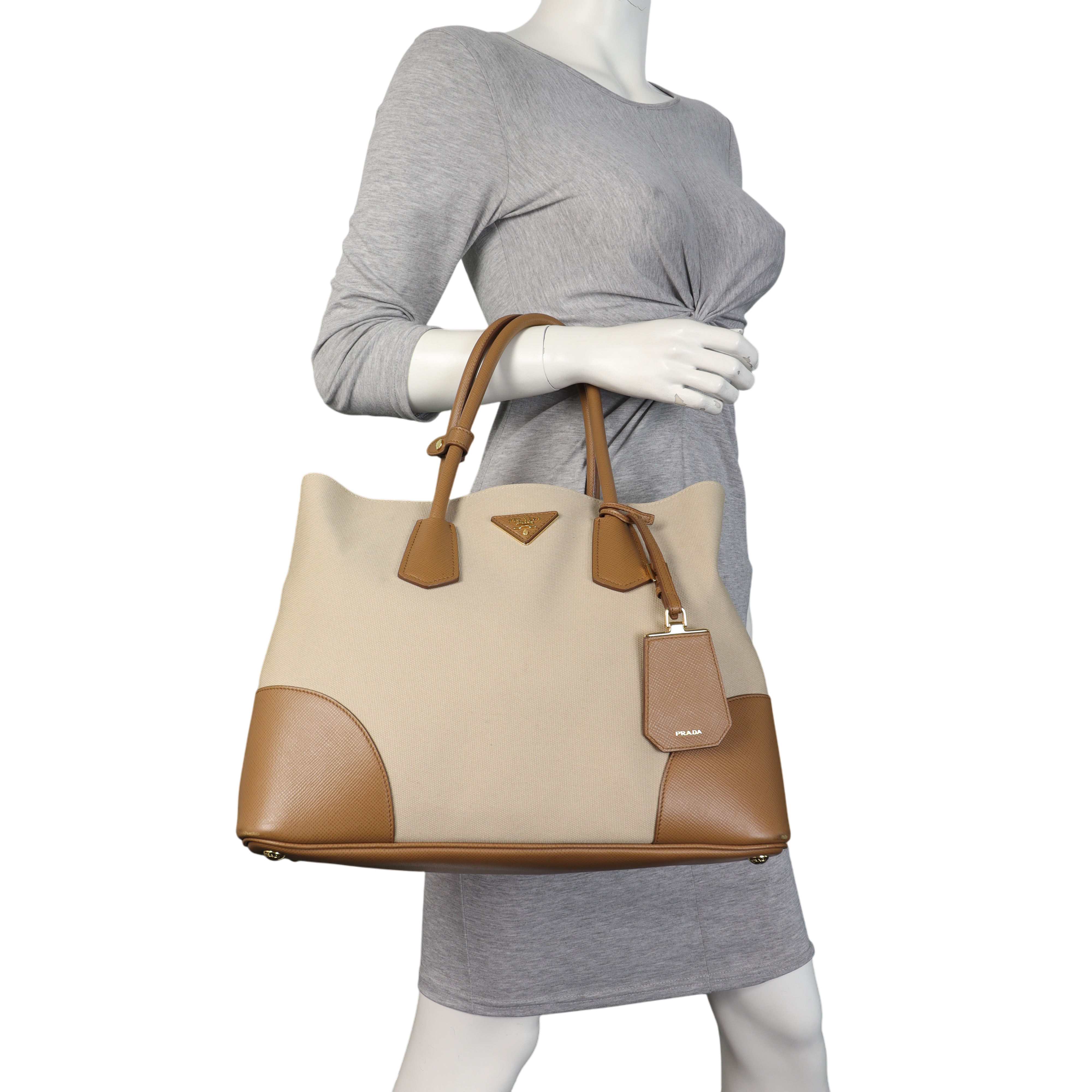 Prada Saffiano Cuir & Canapa Double Bag