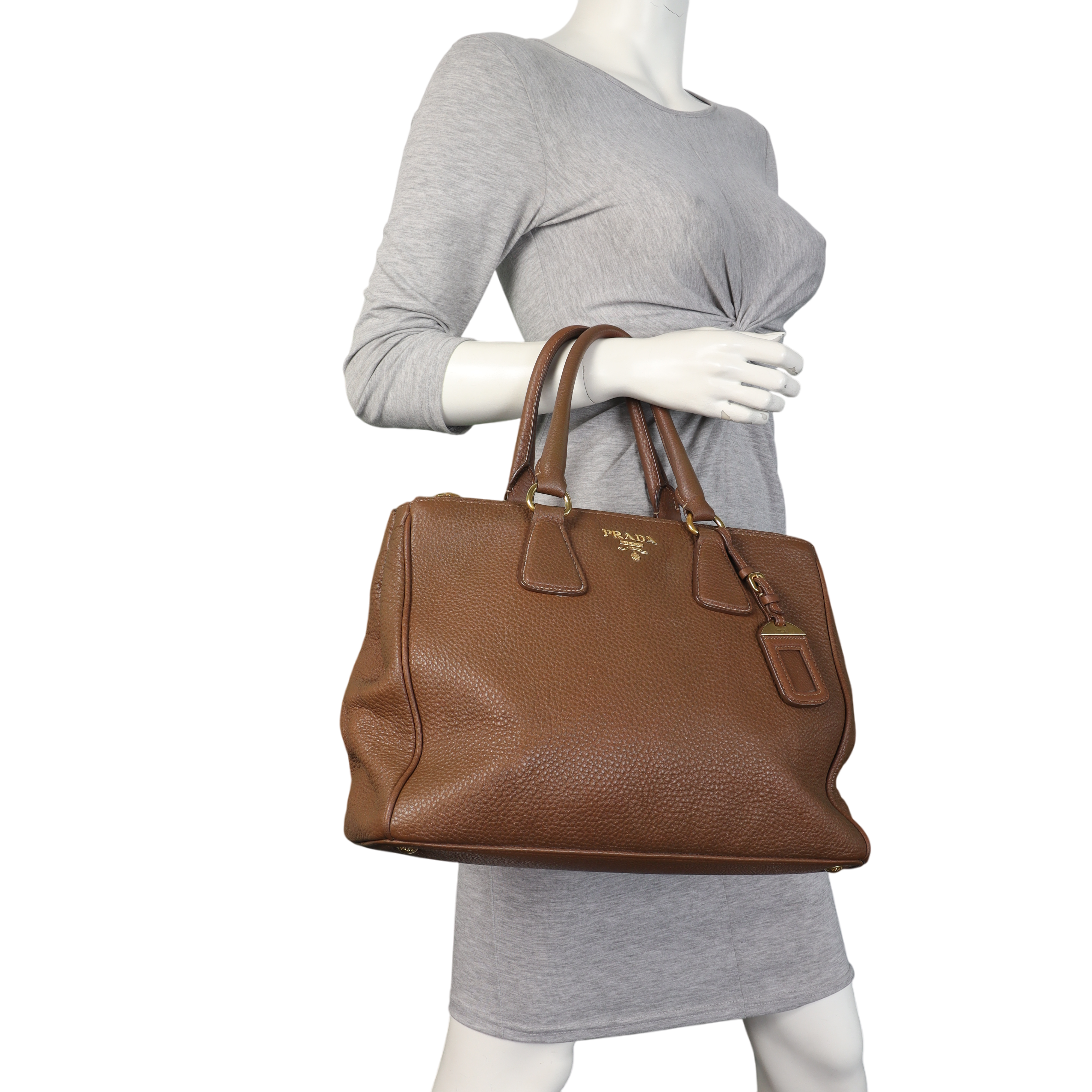 Prada Vitello Daino Double Zip Tote