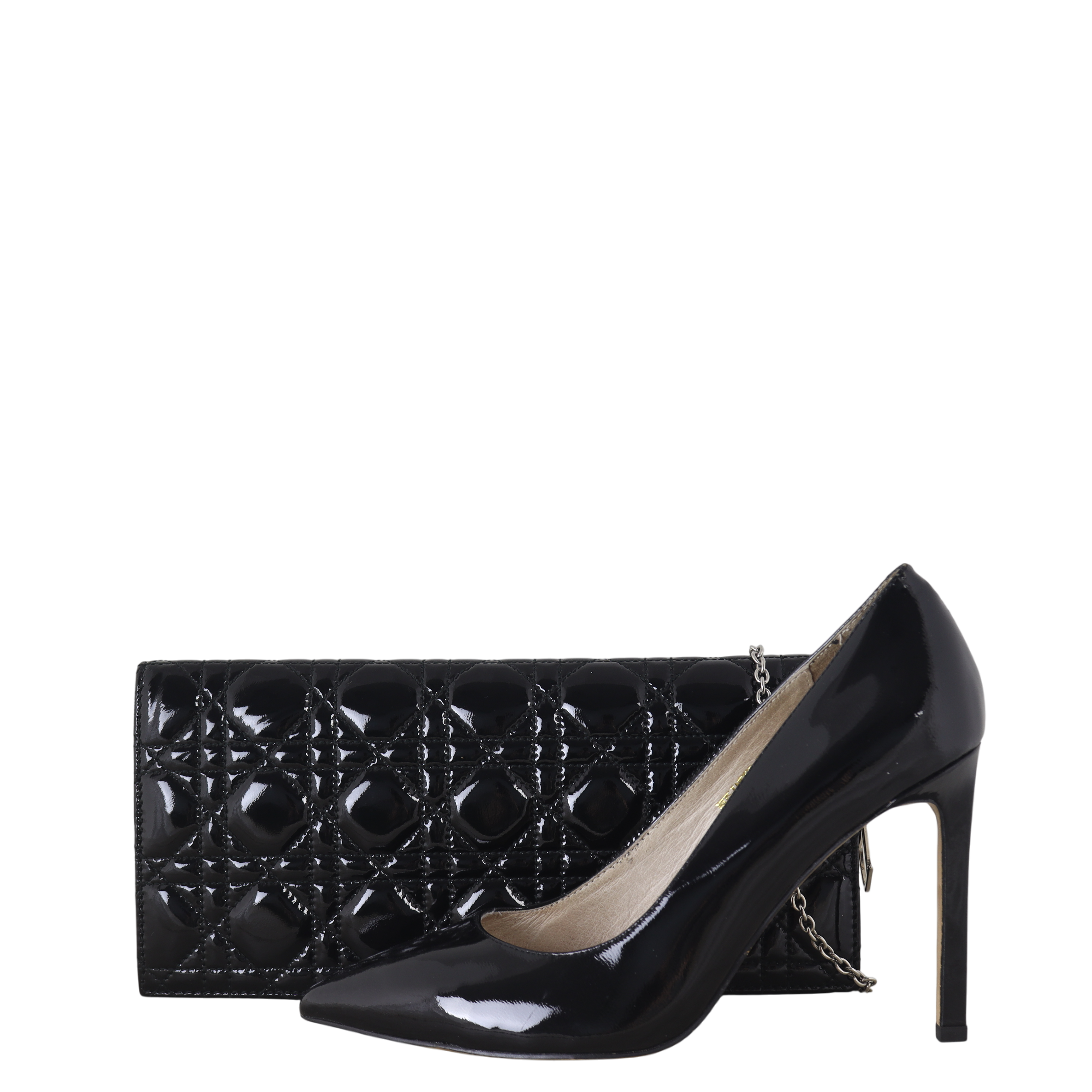 Dior Lady Dior Chain Wallet Patent