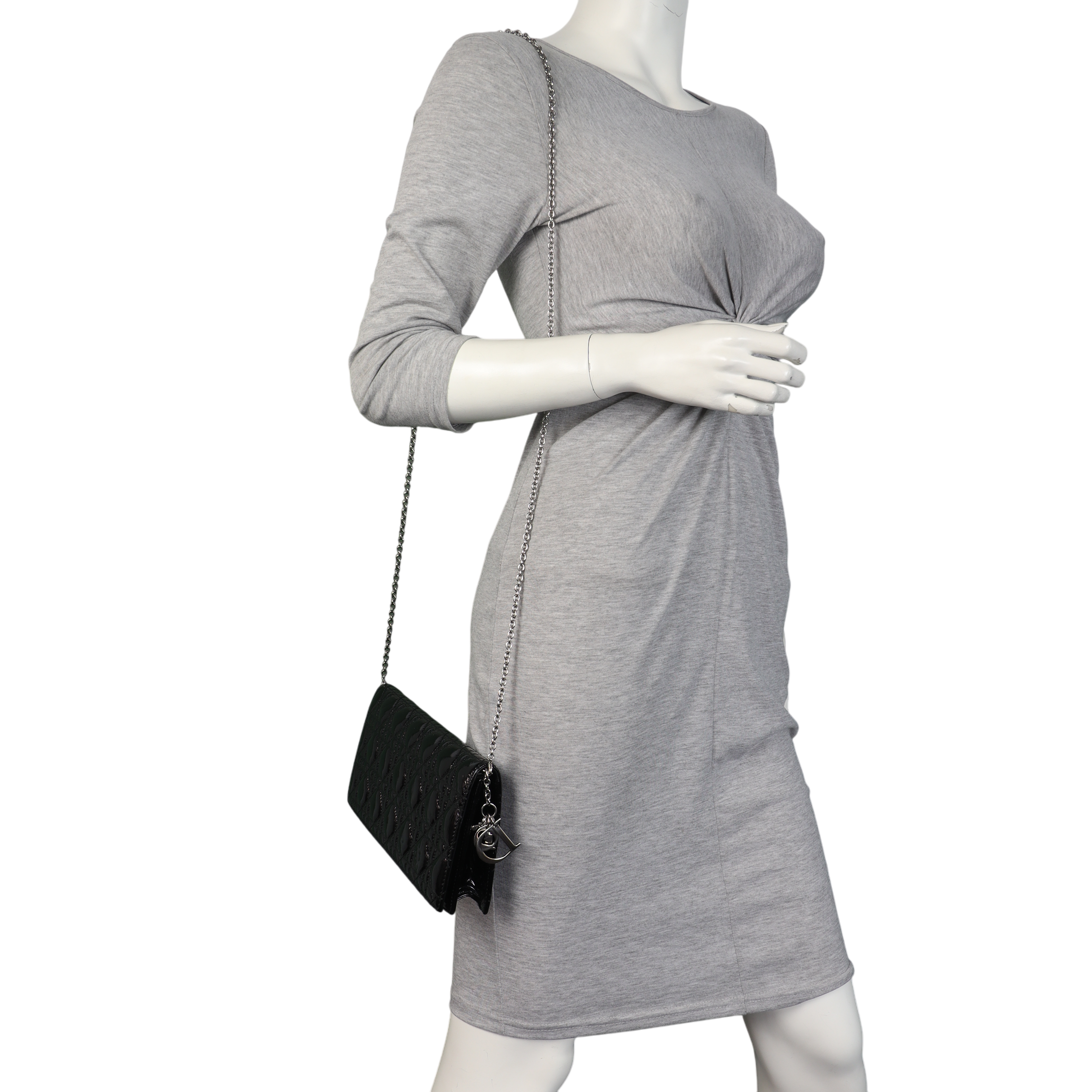 Dior Lady Dior Chain Wallet Patent