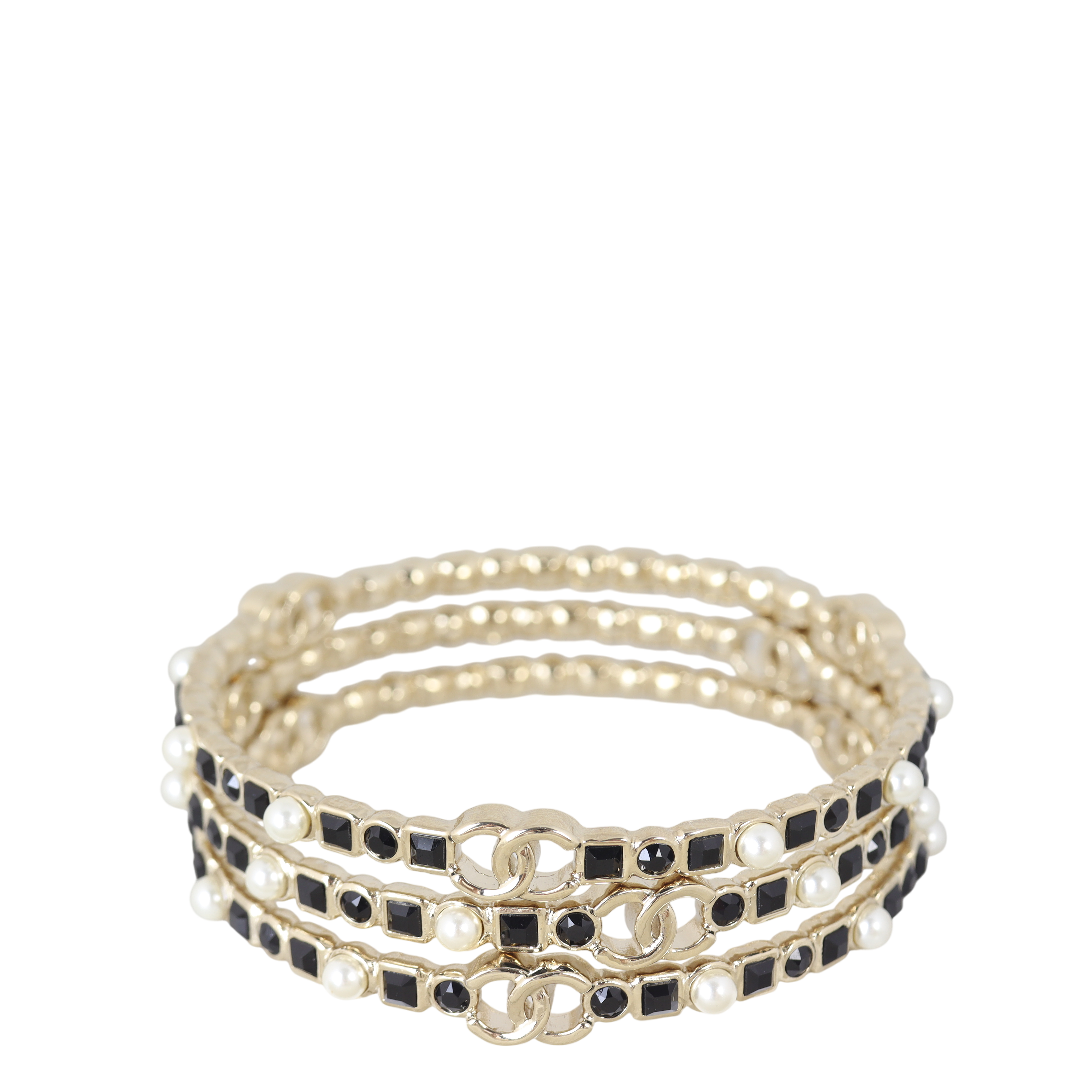 Chanel CC Crystal Pearl Bangle Trio