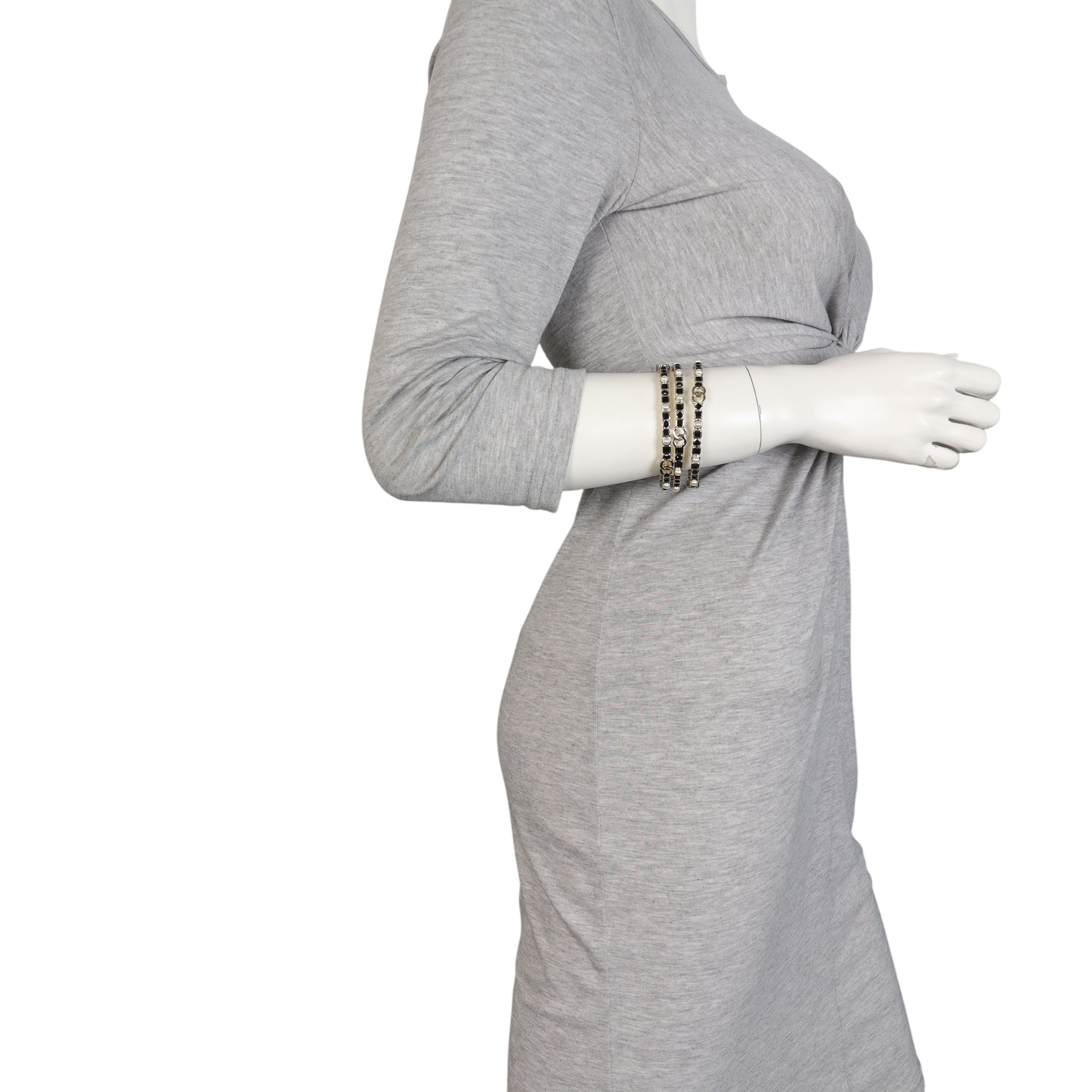 Chanel CC Crystal Pearl Bangle Trio