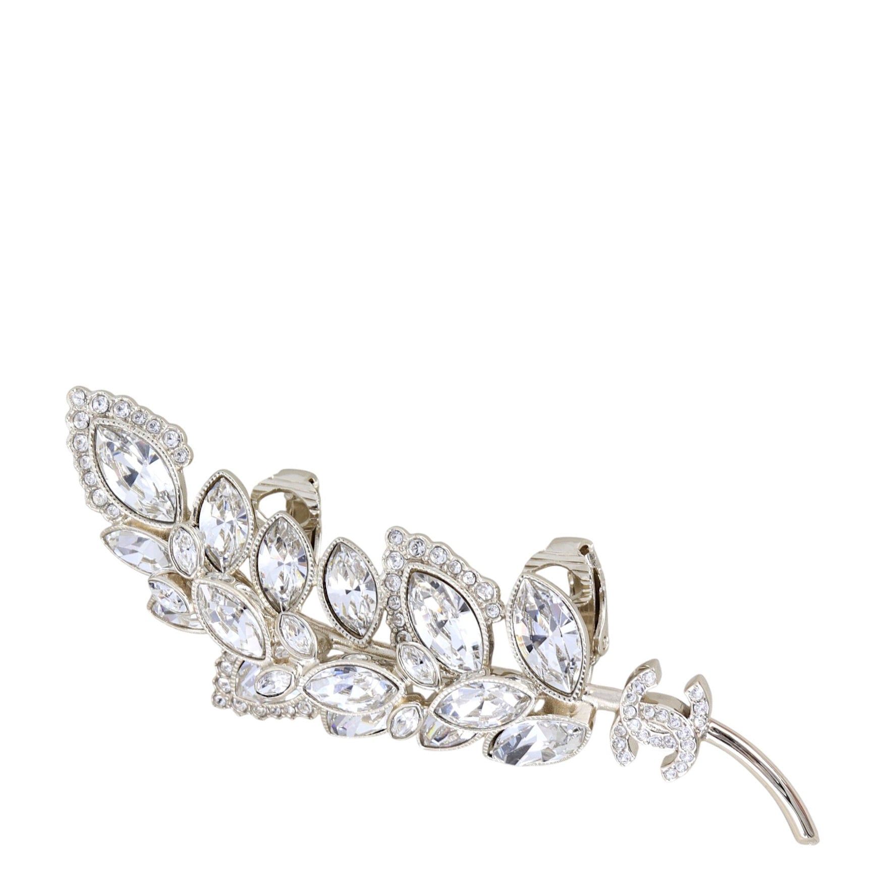 Chanel CC Crystal Leaf Climber Single Ear Clip