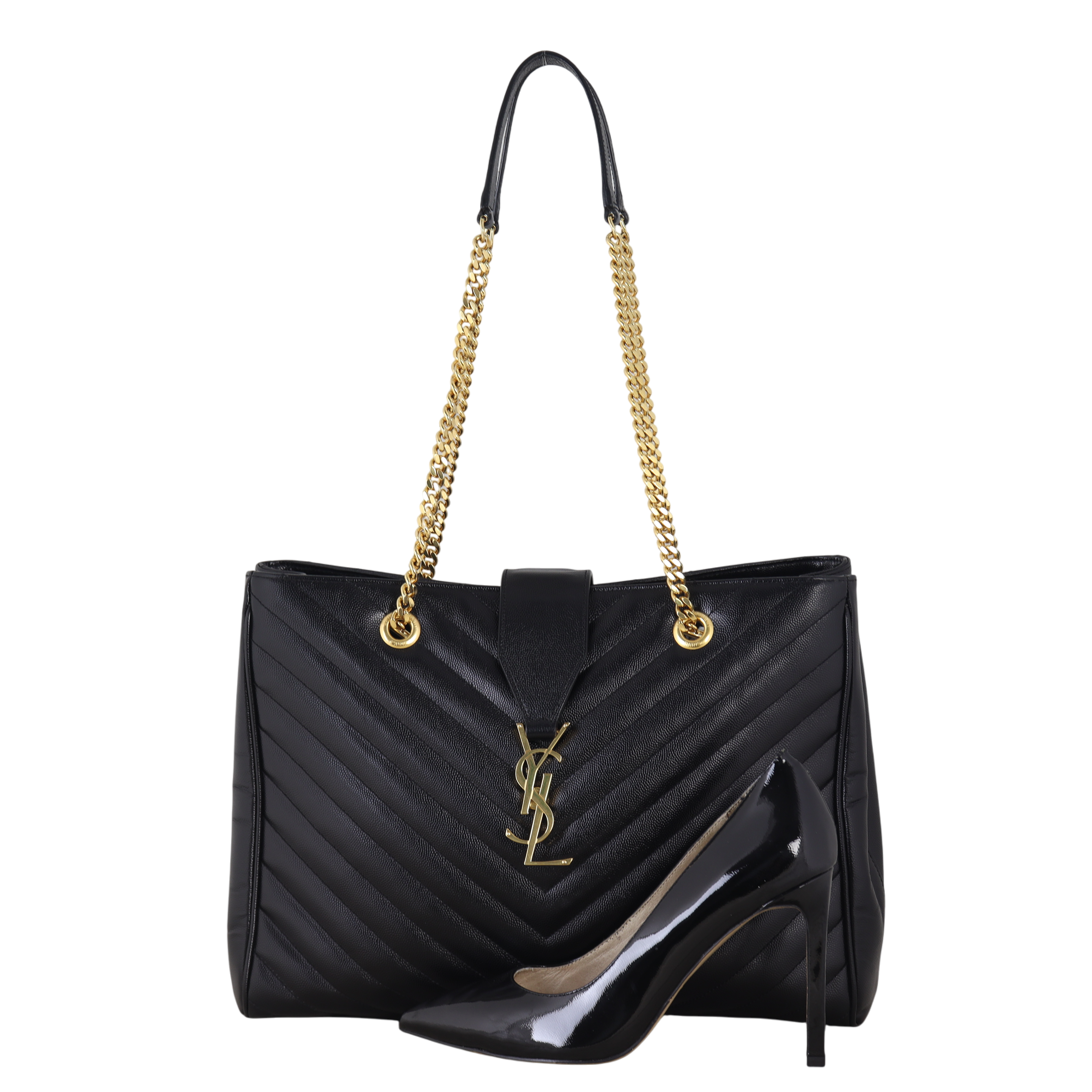 Saint Laurent Chevron Shopping Tote