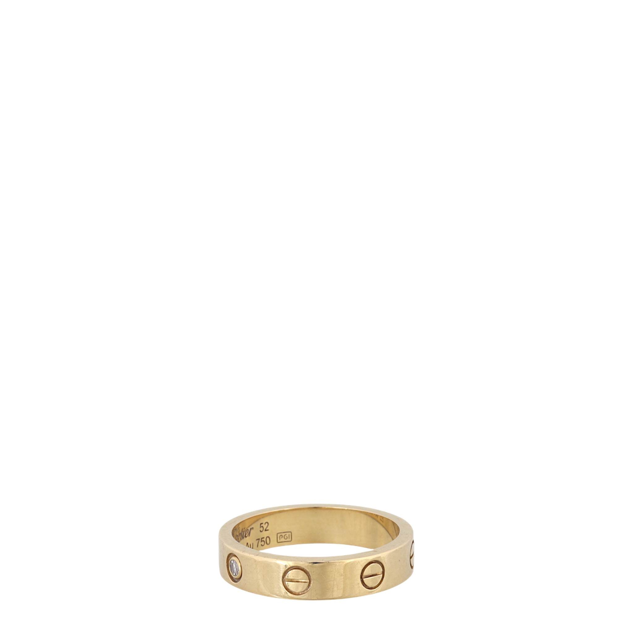 Cartier Love Ring Small 18k Yellow Gold 1 Diamond