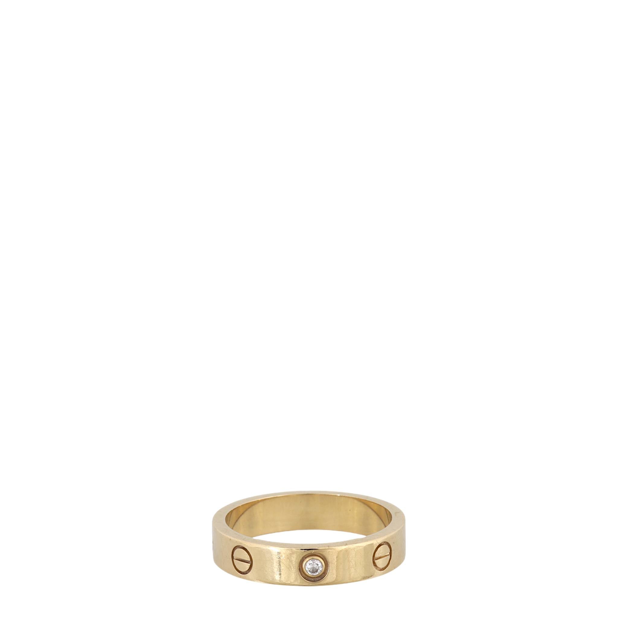Cartier Love Ring Small 18k Yellow Gold 1 Diamond