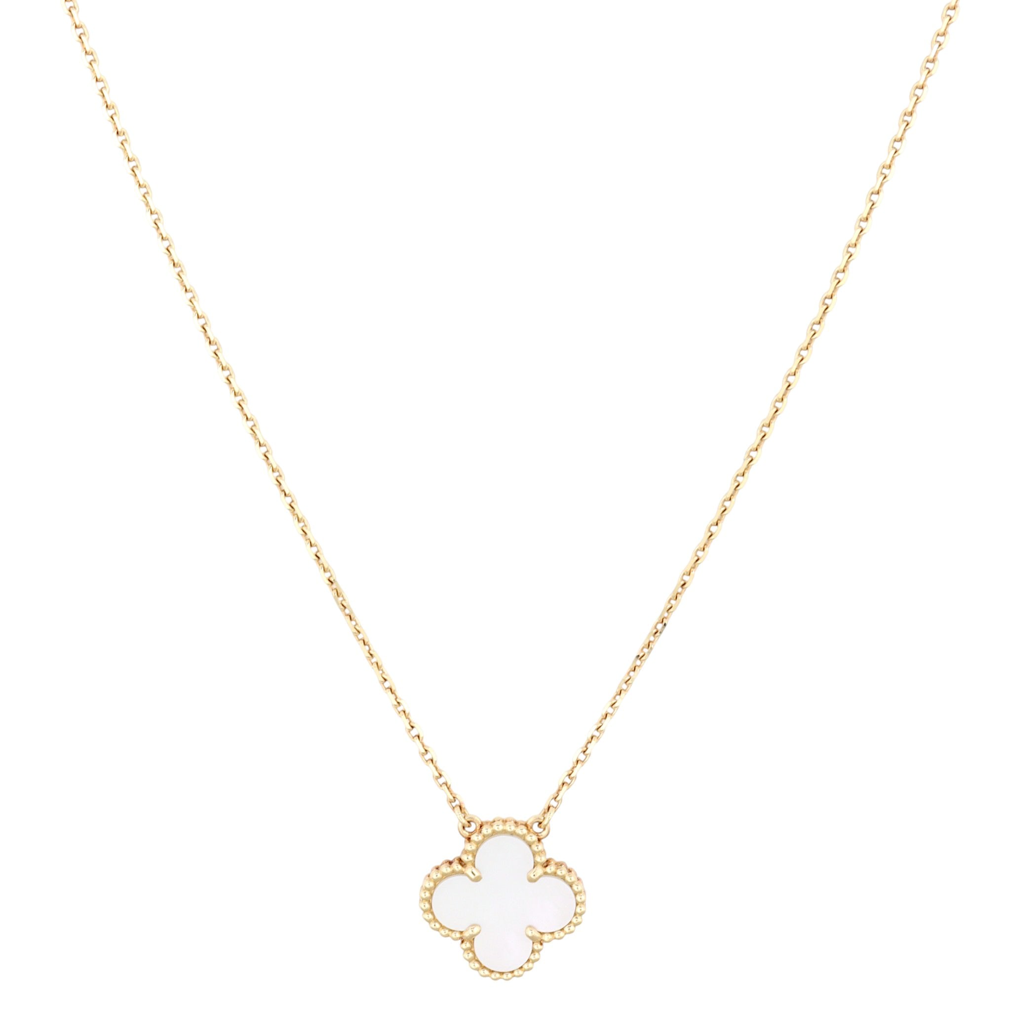 Van Cleef & Arpels Vintage Alhambra Mother of Pearl 18k Yellow Gold Necklace