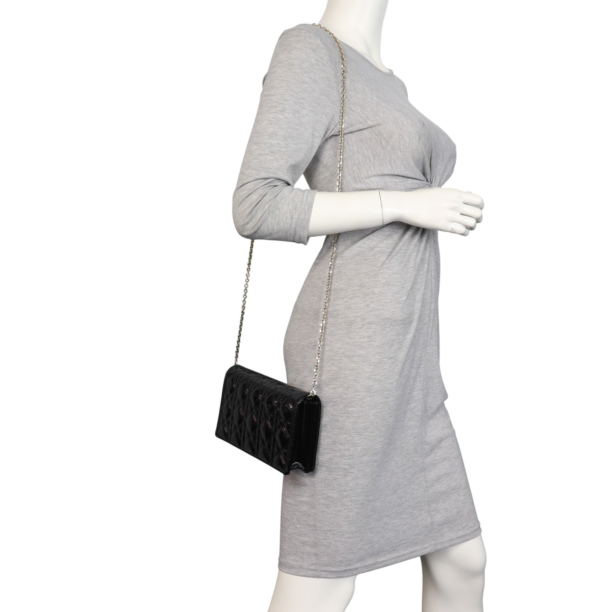 Dior Lady Dior Patent Cannage Pouch