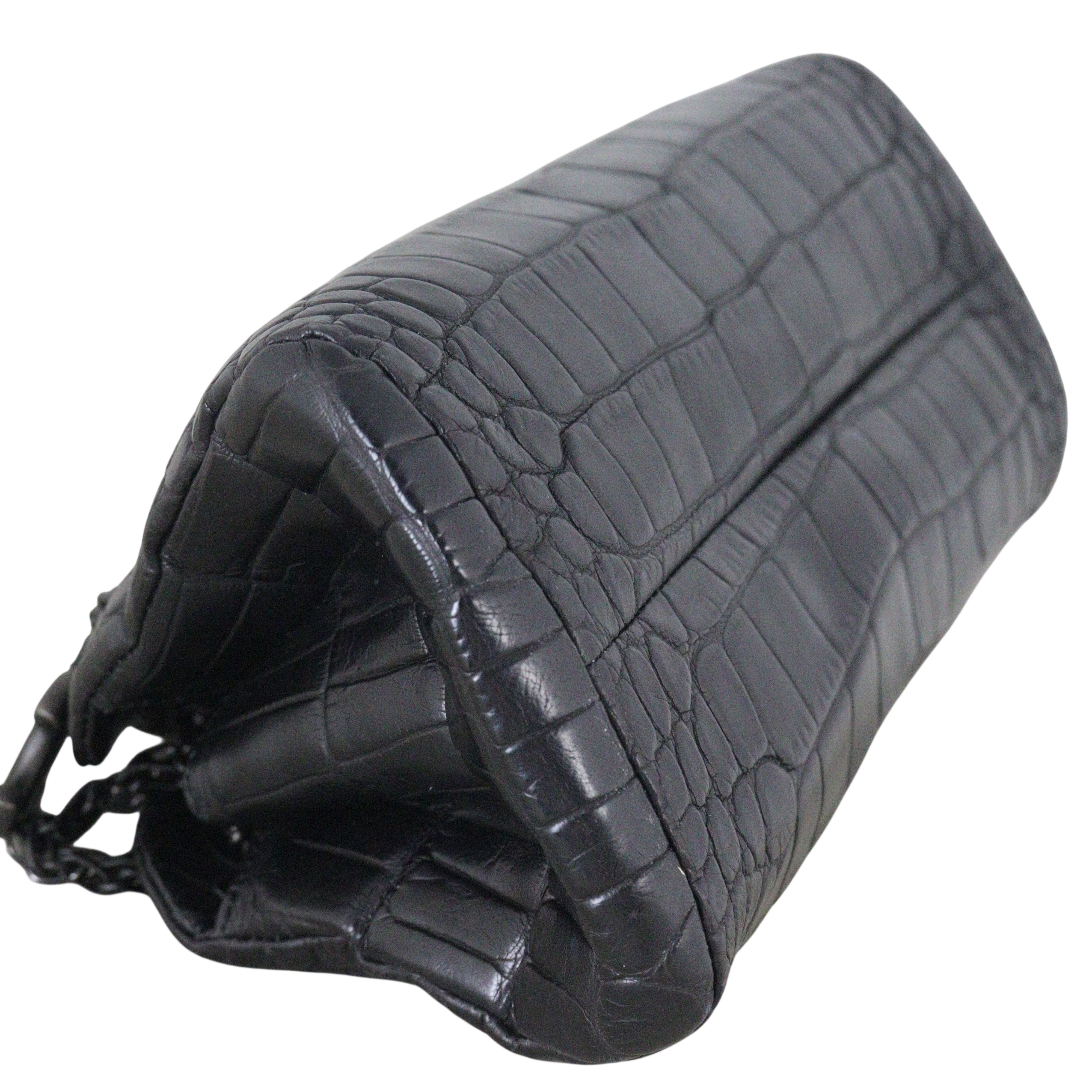 Chanel Just Mademoiselle Bowler Bag Croc Embossed Mini