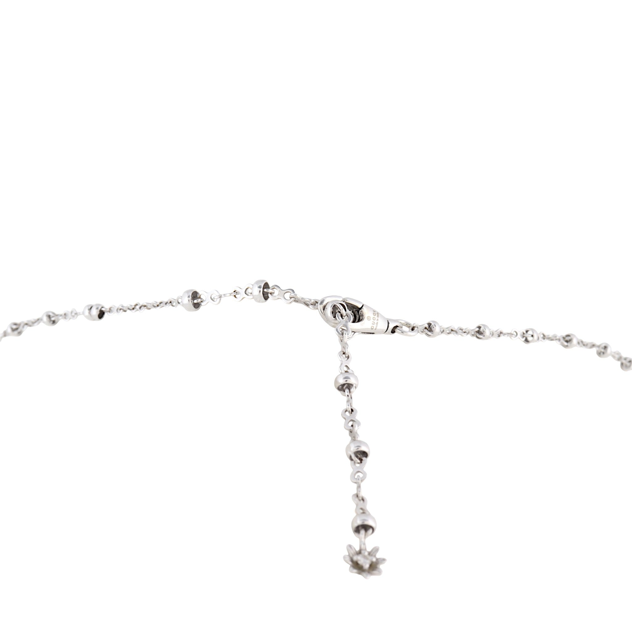 Gucci Double G Flora Diamond 18k White Gold Necklace
