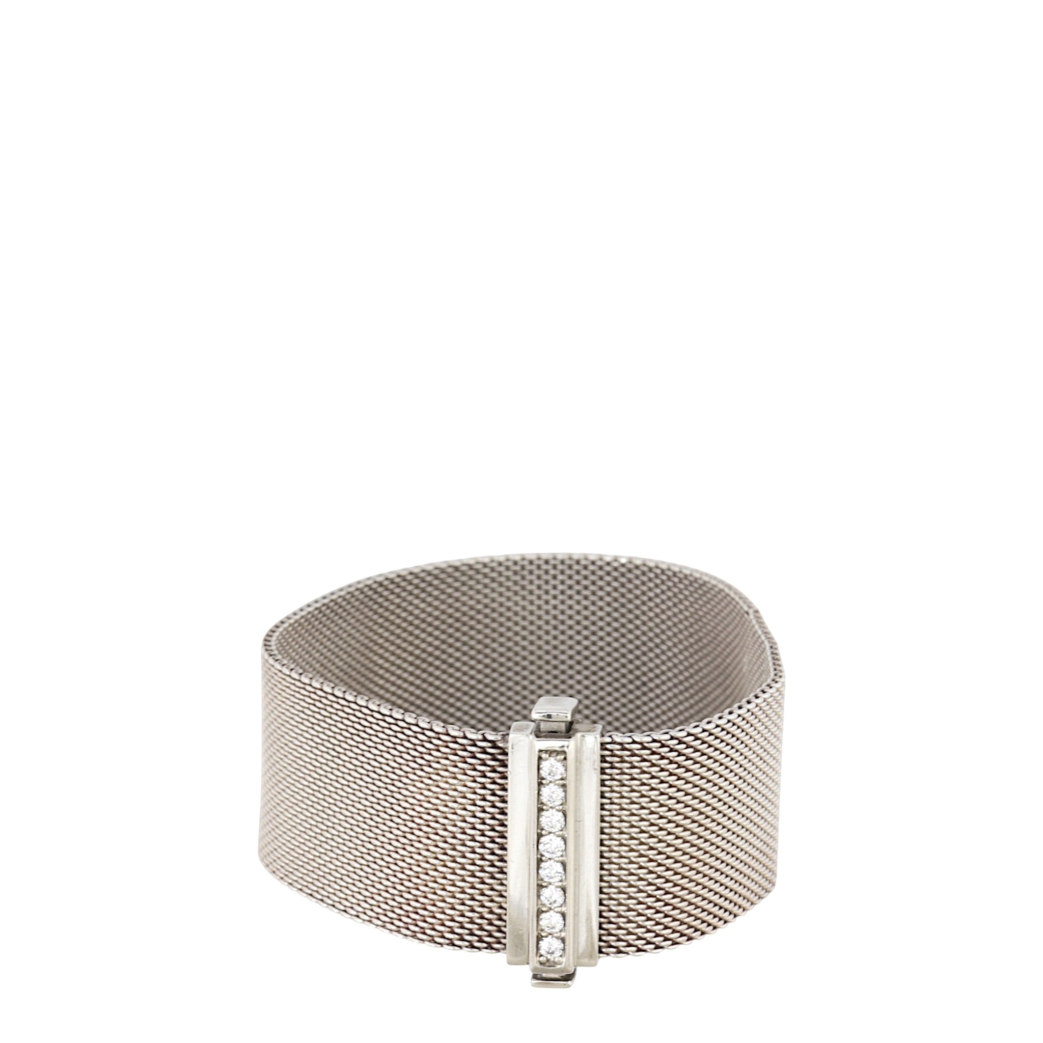 Tiffany & Co Somerset Diamond Sterling Silver Mesh Bracelet