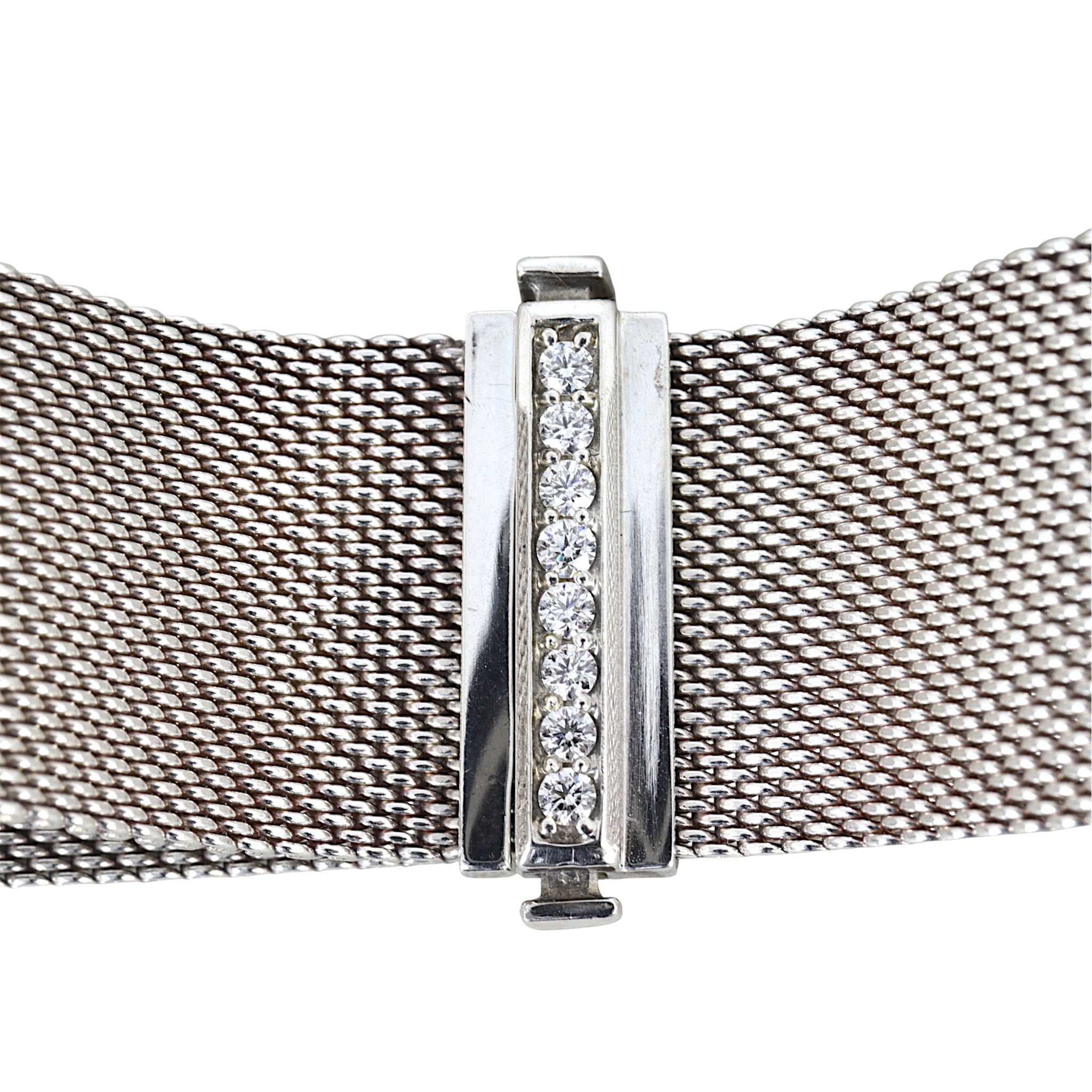 Tiffany & Co Somerset Diamond Sterling Silver Mesh Bracelet