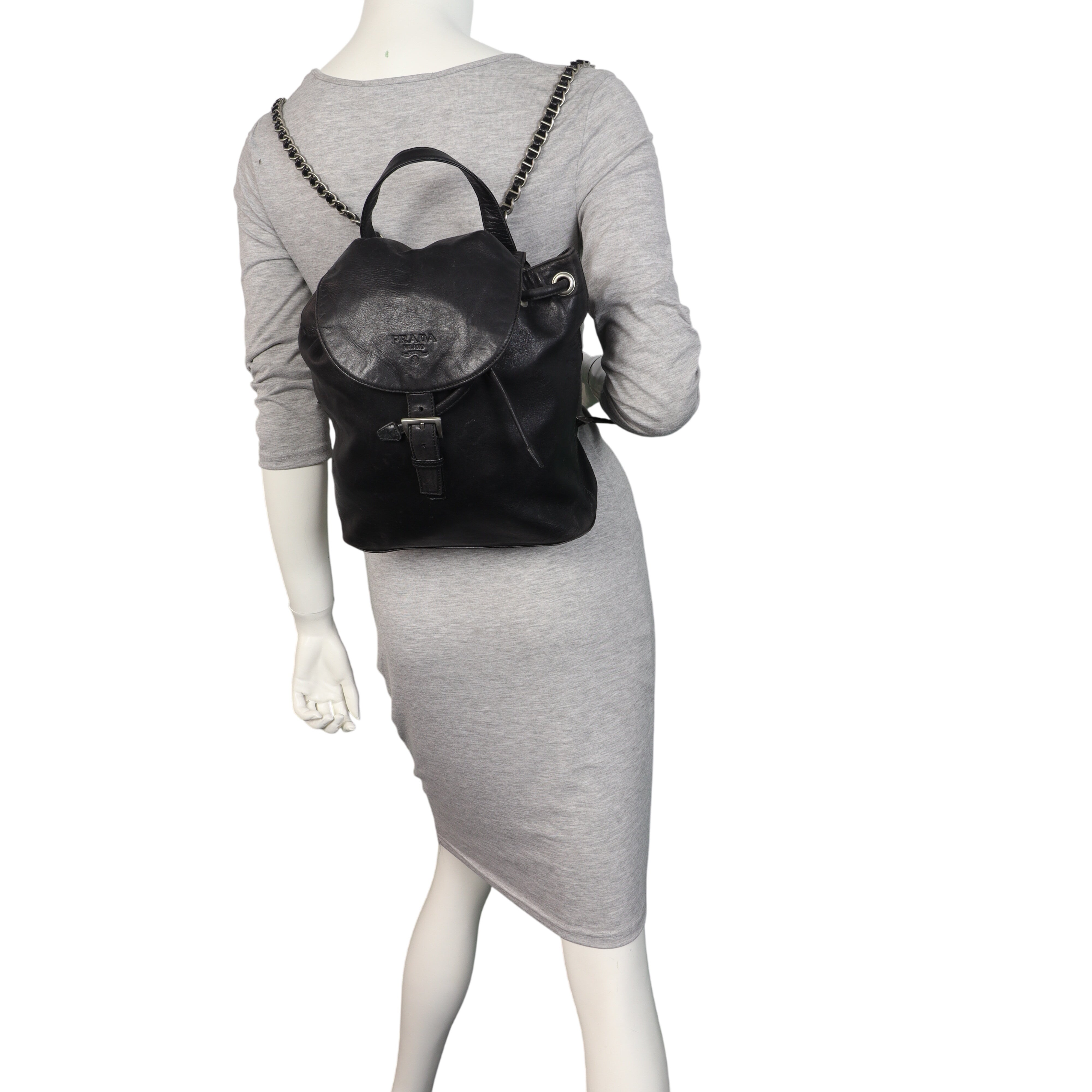 Prada Leather Drawstring Backpack