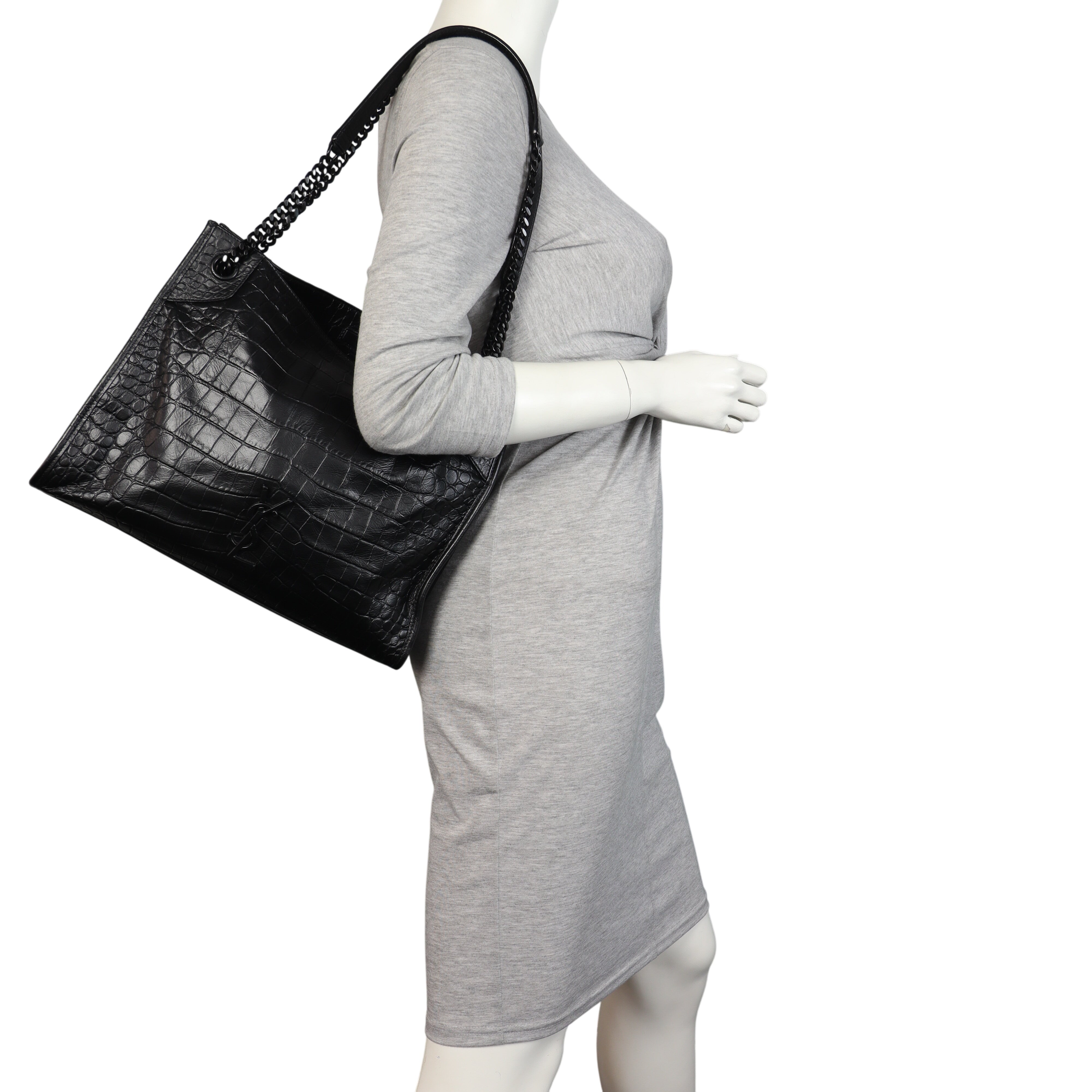 Saint Laurent Niki Tote Medium Croc Embossed