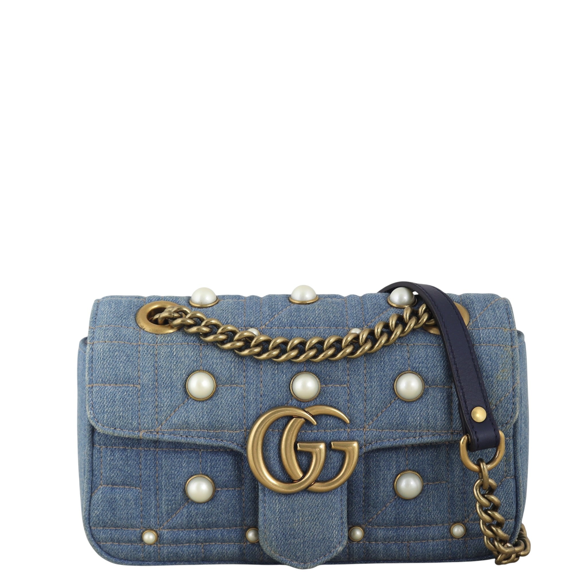 Gucci GG Marmont Matelasse Small Shoulder Bag Pearl Studded