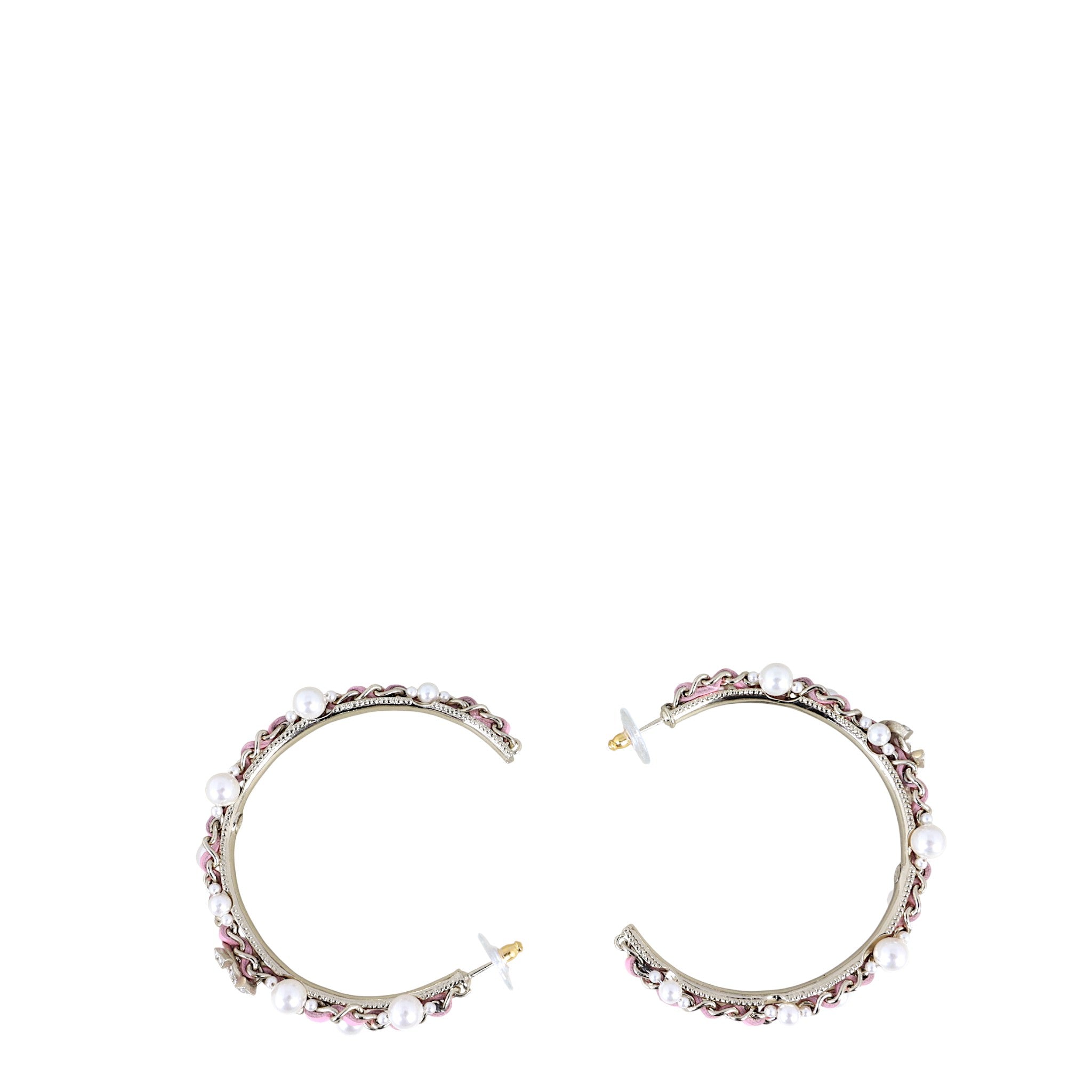 Chanel CC Pearl Hoop Earrings