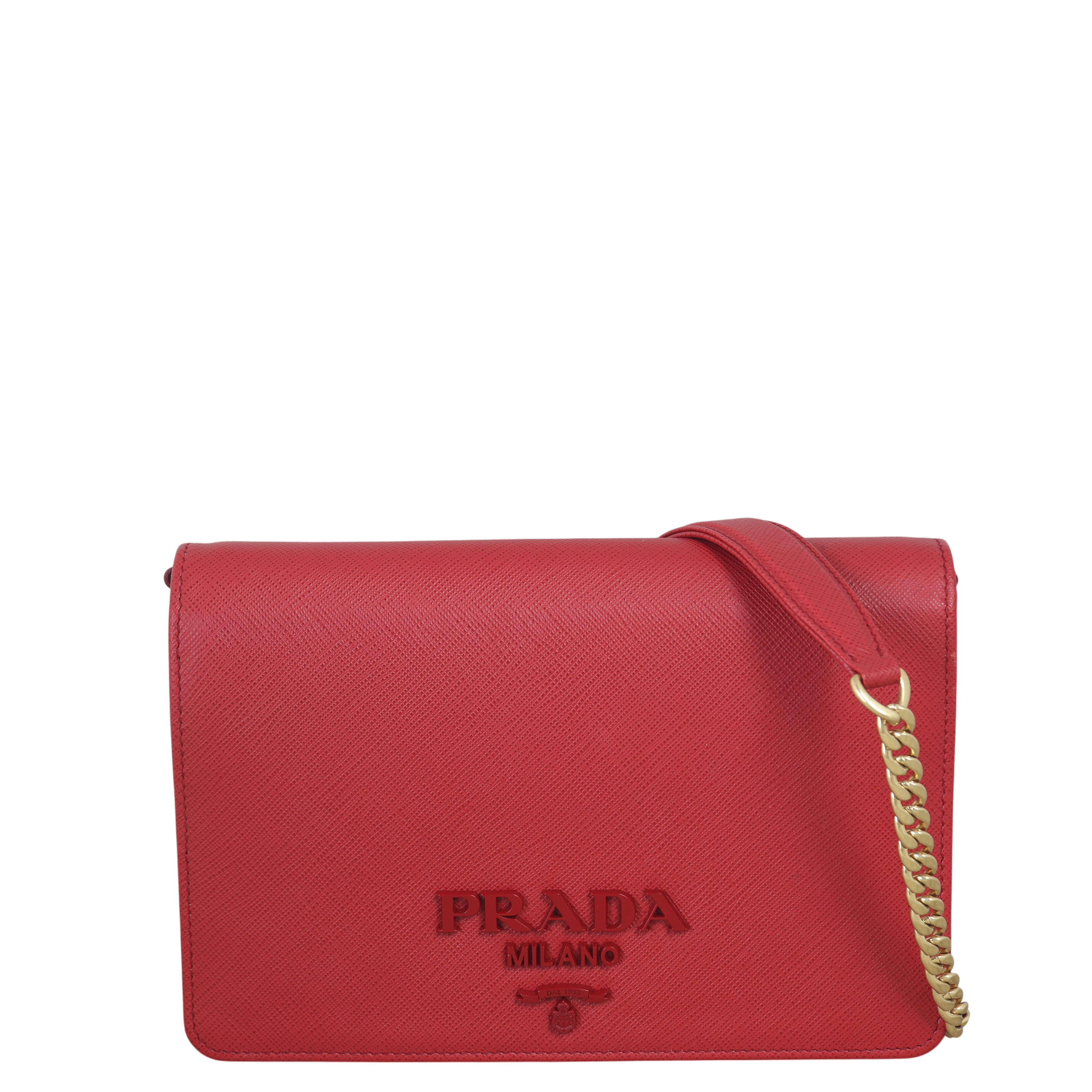 Prada Monochrome Saffiano Wallet on Chain